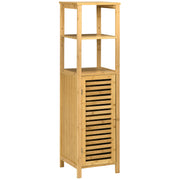 Armário Auxiliar Casa de Banho de Bambu Cor de Madeira Natural 32,9x29,9x120 cm