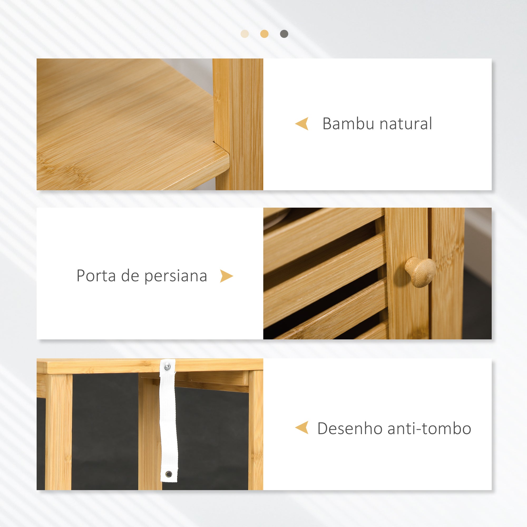 Armário Auxiliar Casa de Banho de Bambu Cor de Madeira Natural 32,9x29,9x120 cm