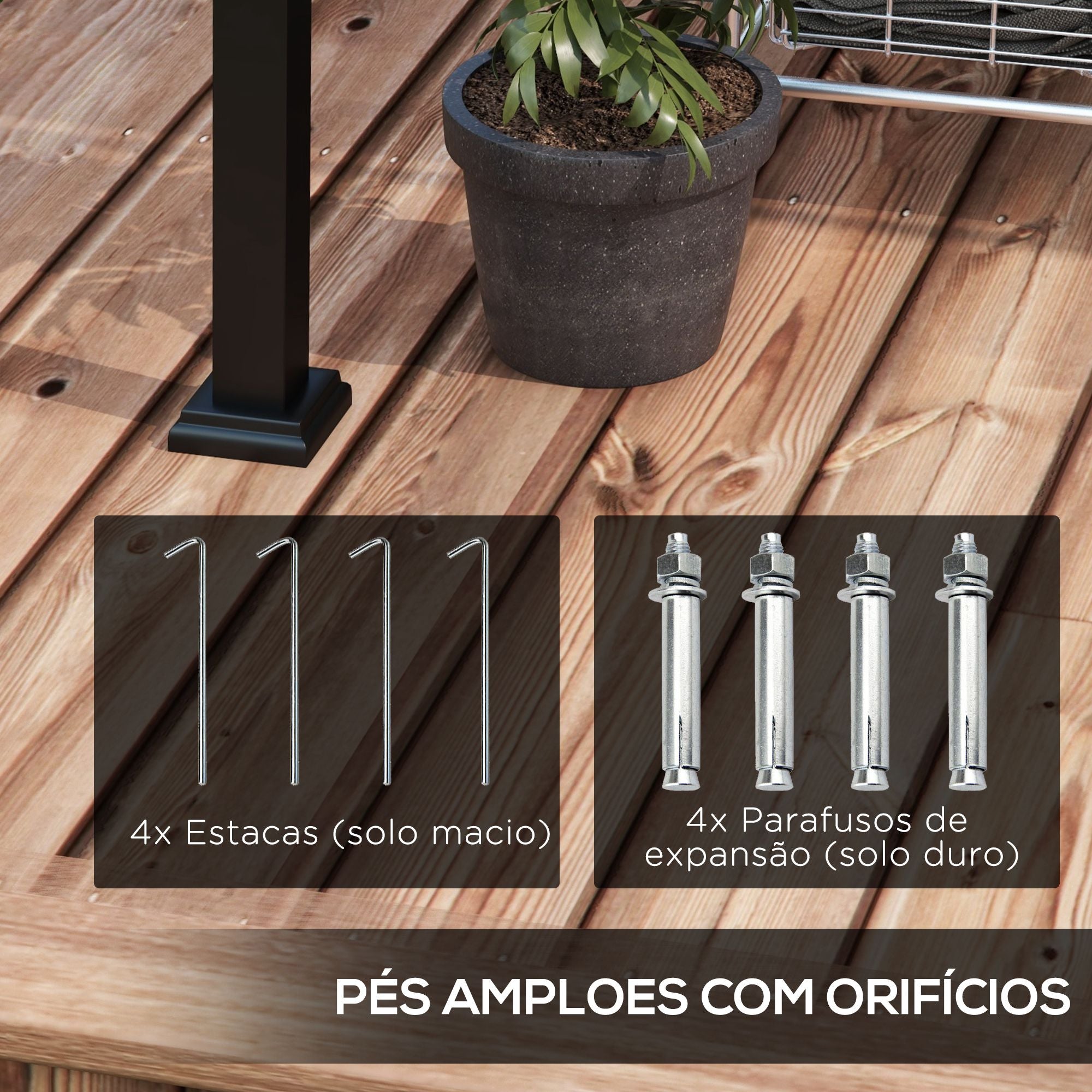 Pérgola de Parede – 297x211x220 cm – Cinzento – Aço