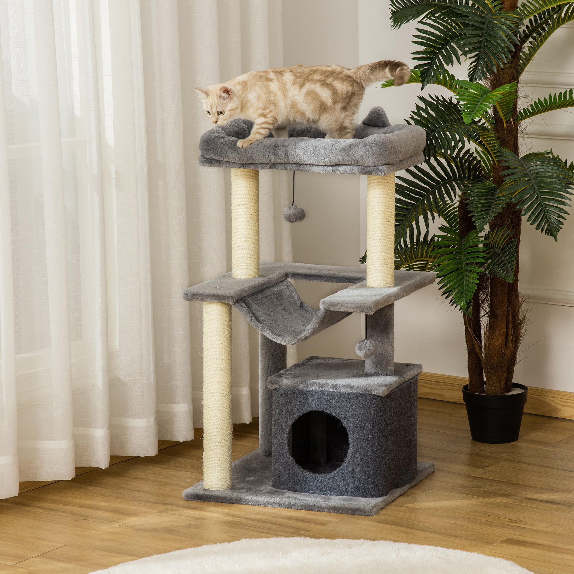 Arranhador para Gatos Altura 90 cm Cinzento