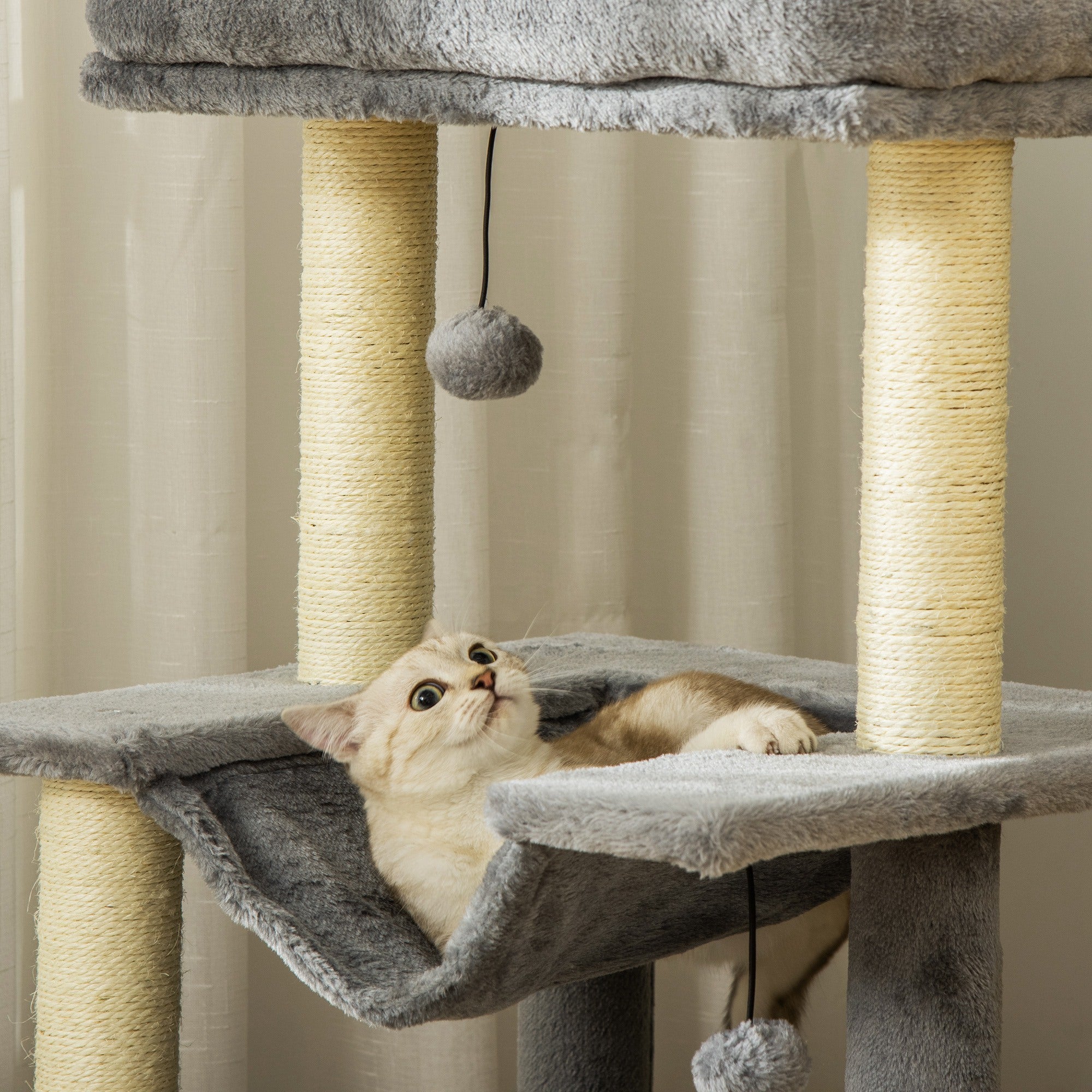Arranhador para Gatos Altura 90 cm Cinzento