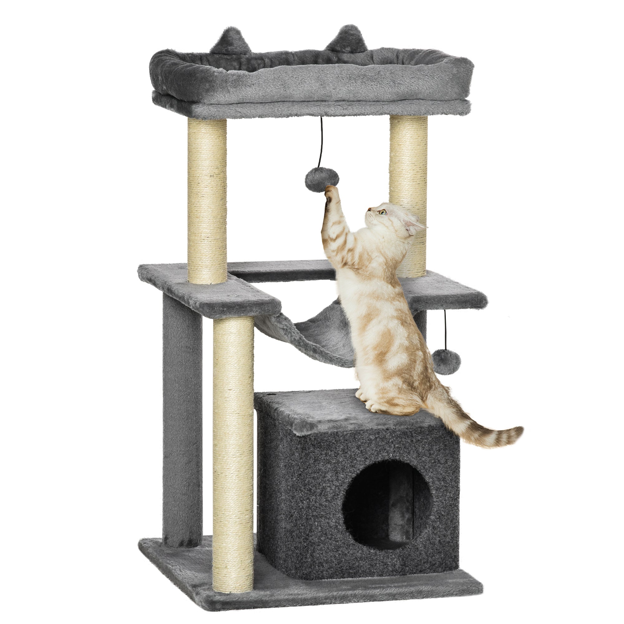 Arranhador para Gatos Altura 90 cm Cinzento