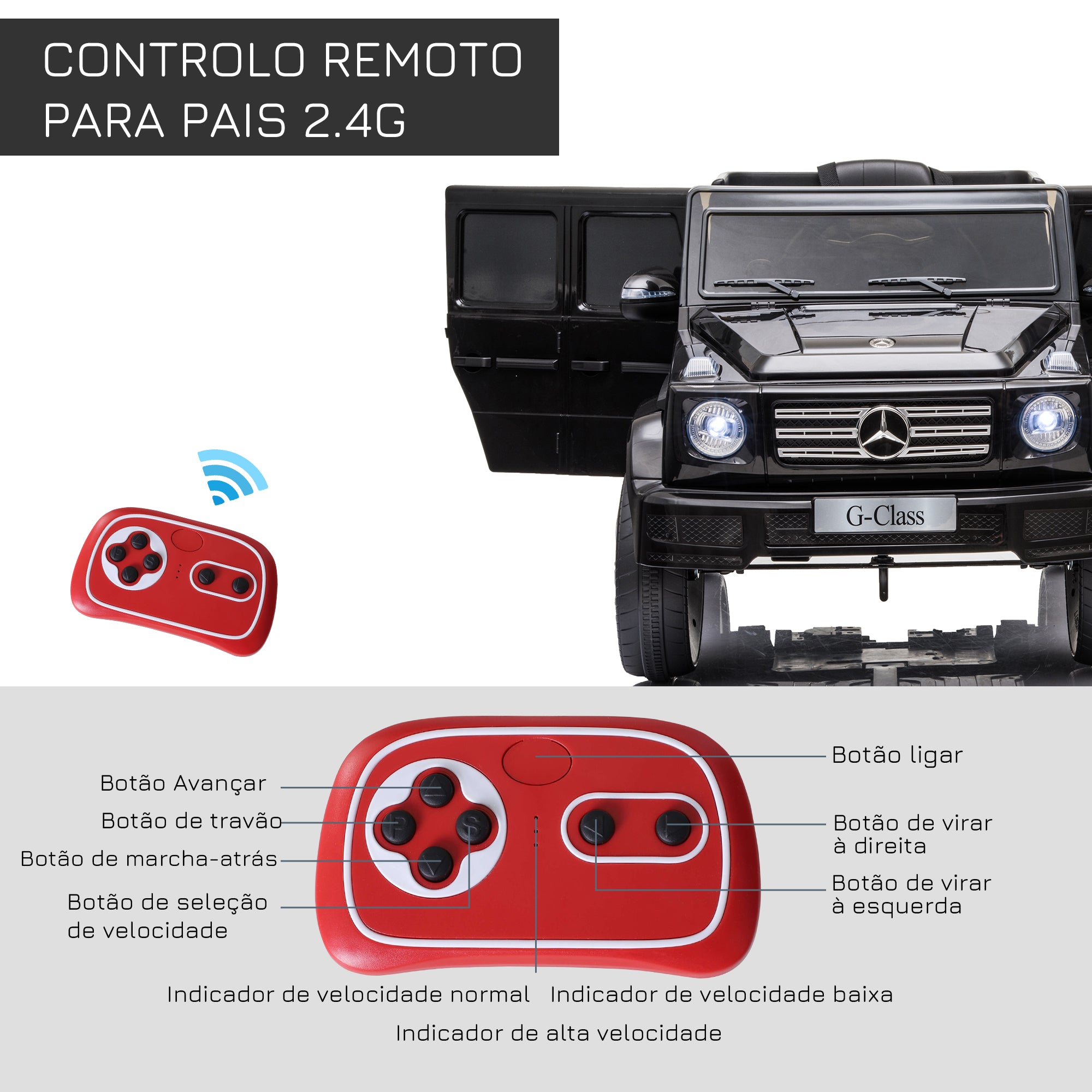 Carro Elétrico Todo-o-Terreno para Crianças - 107x64x54 cm - Cor Preto