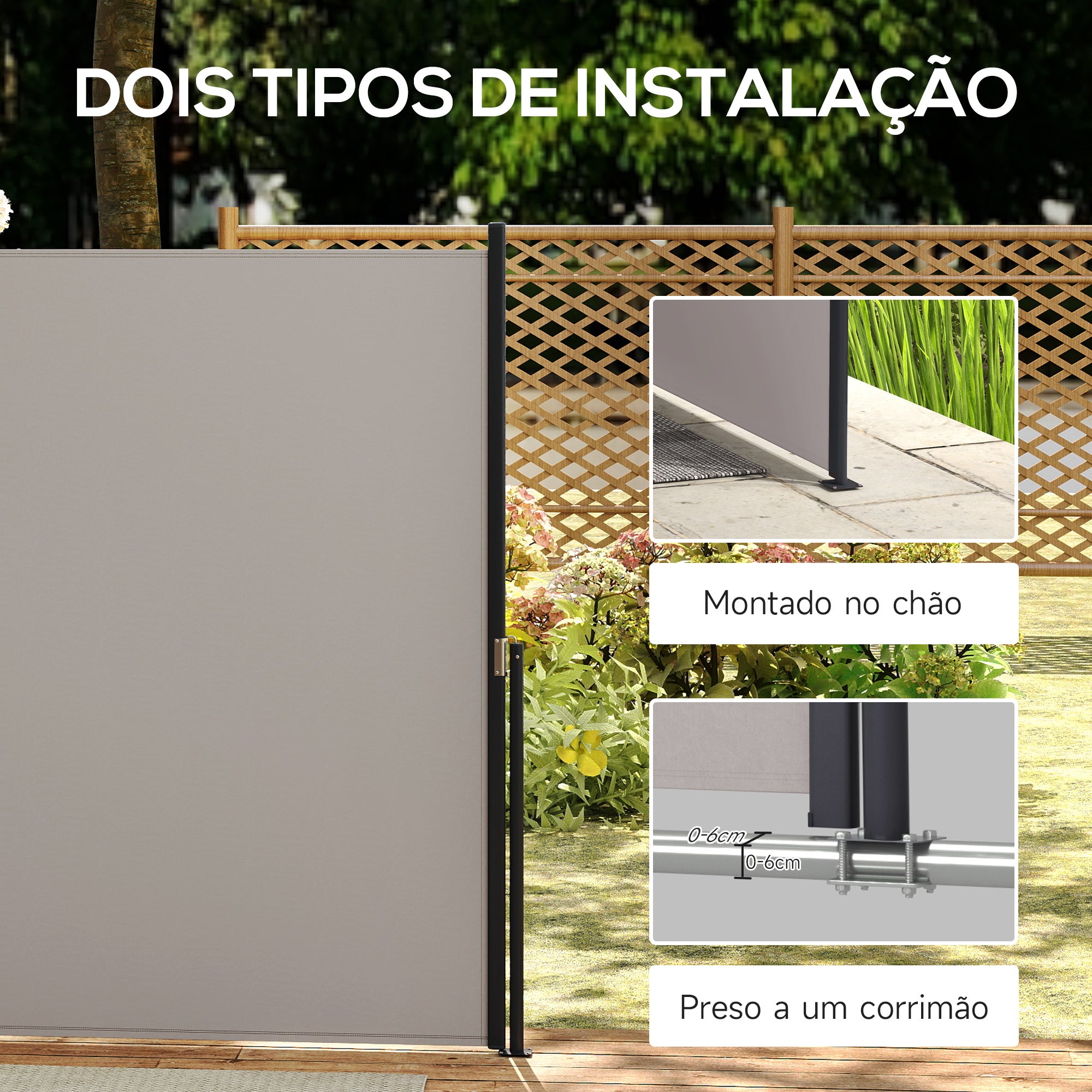 Toldo Lateral Retrátil 300x140 cm Cinzento Claro