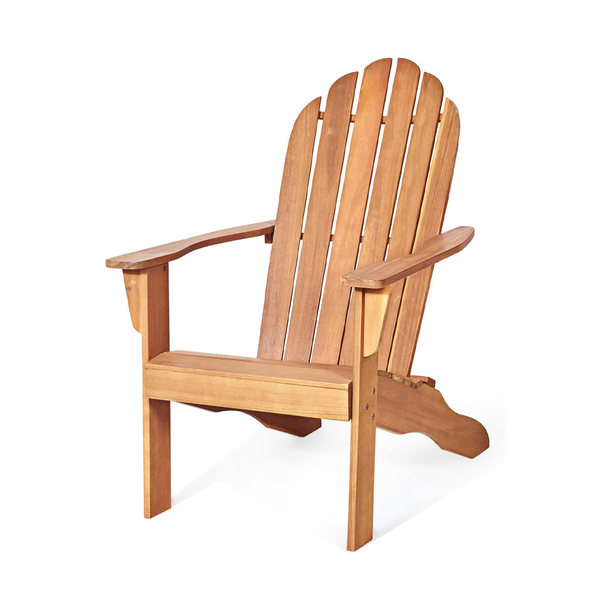 Cadeira Adirondack de Madeira com Apoio de Braços e Encosto de Assento Reclinável para Terraço Exterior 88 x 69 x 103 cm Natural