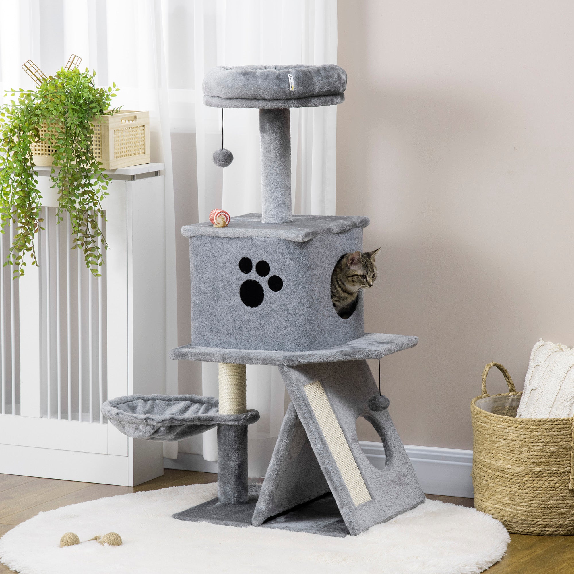 Torre Arranhador para Gatos Cinzento 50x40x111 cm