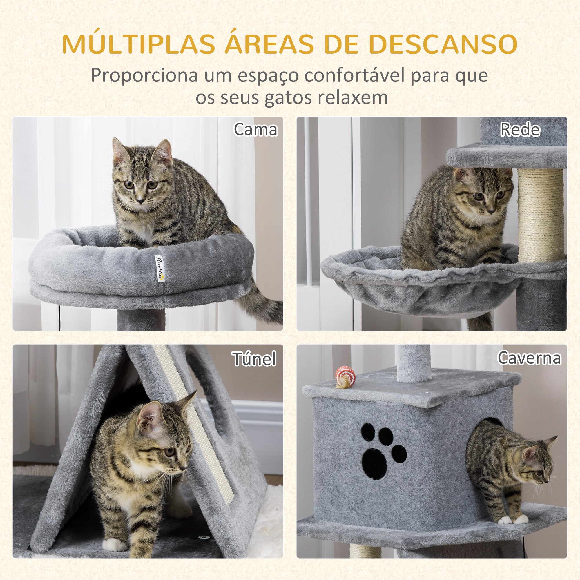 Torre Arranhador para Gatos Cinzento 50x40x111 cm