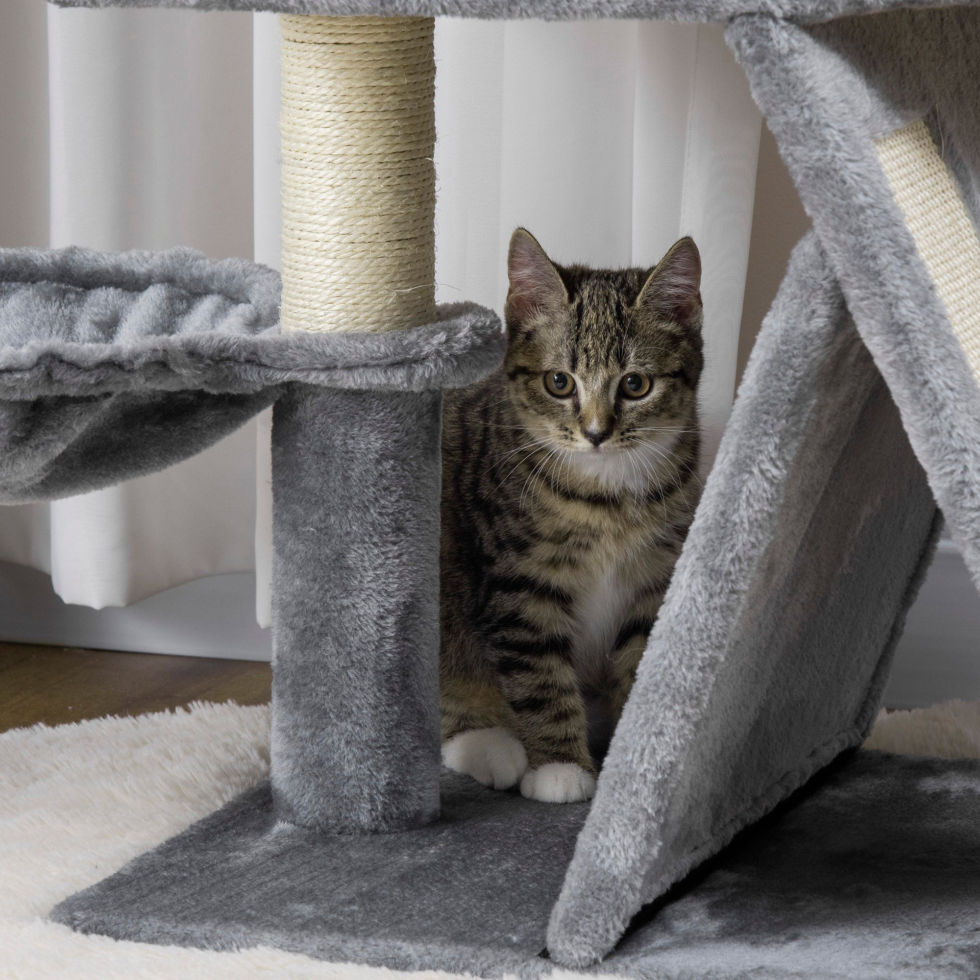 Torre Arranhador para Gatos Cinzento 50x40x111 cm