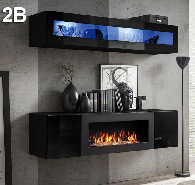 Conjunto de móveis Kaira 2B preto (1,6m)
