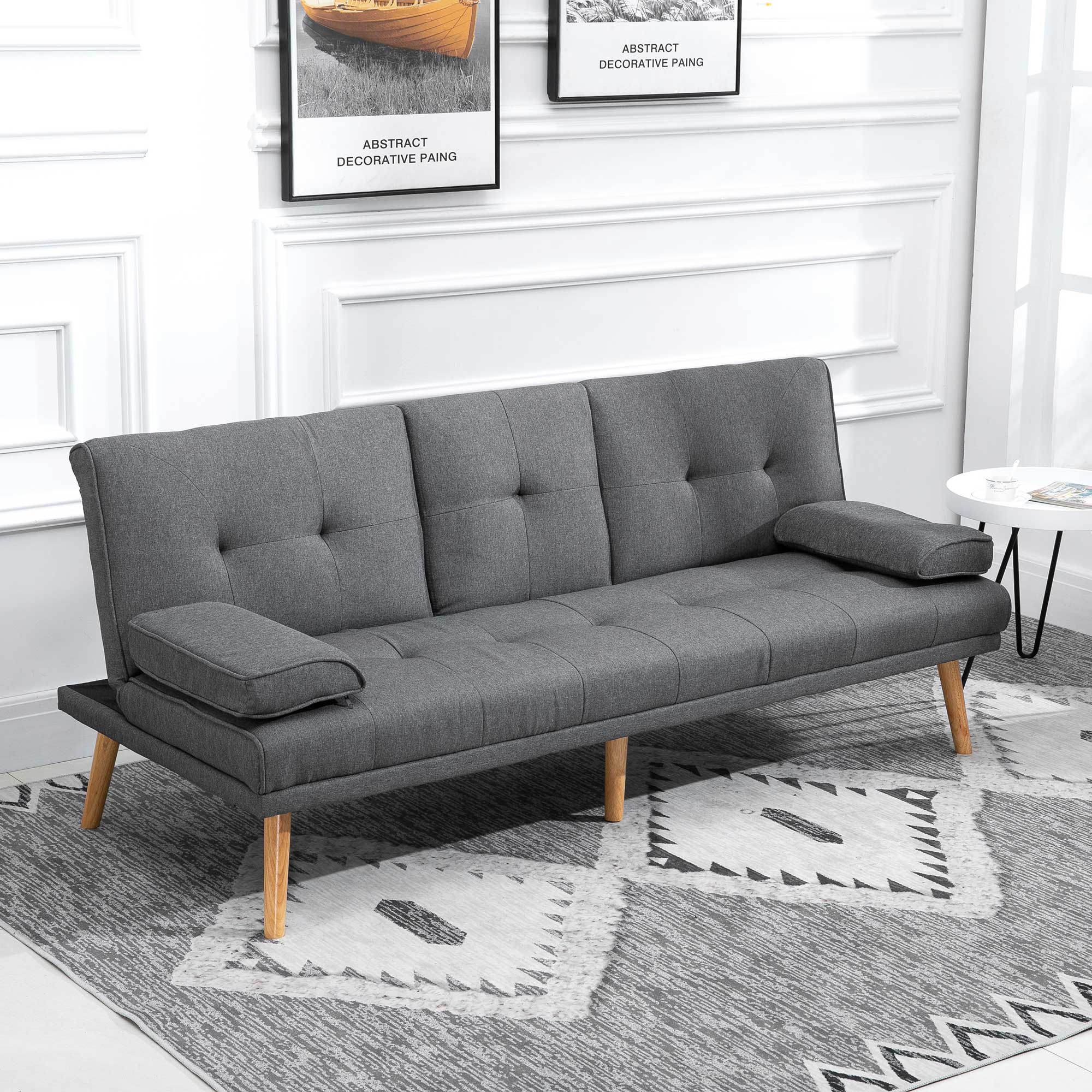 Sofá Cama 3 Lugares 181x77x78 cm Cinza