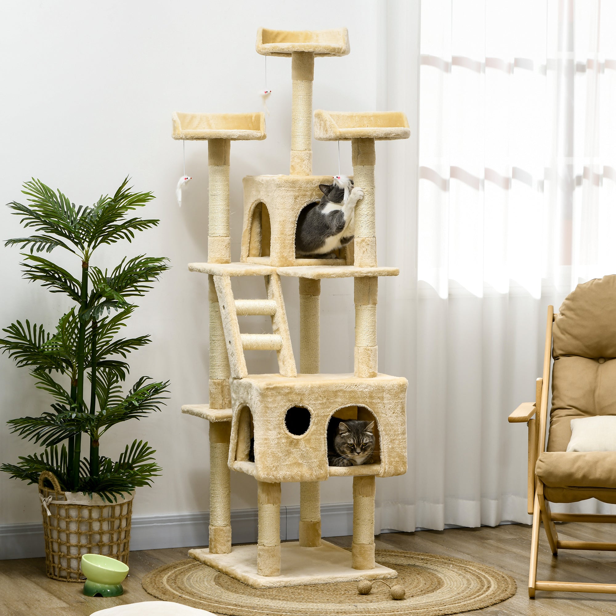 Arranhador para Gatos Grande 60x50x181 cm Bege