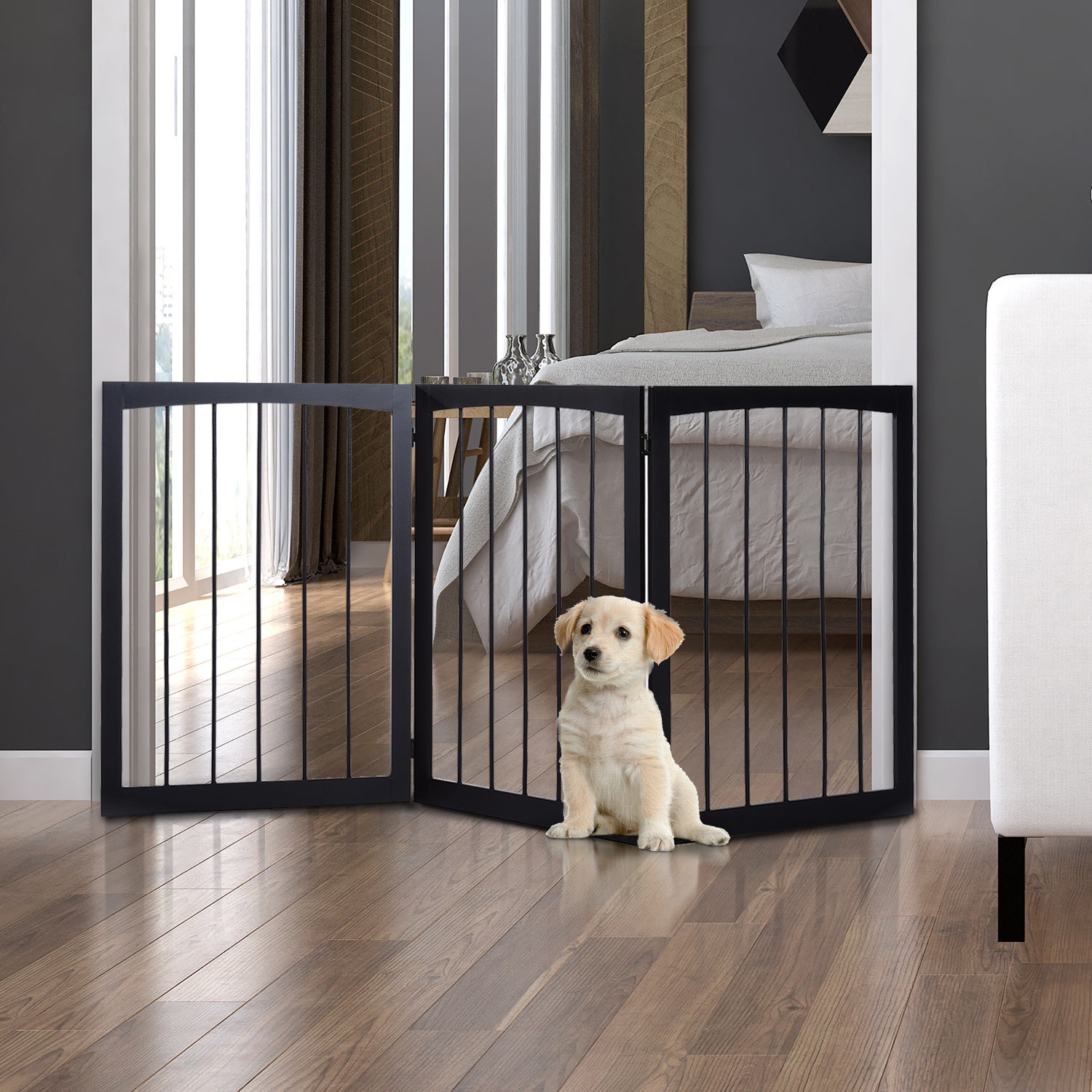 Barreira de Segurança Dobrável 160x76 cm para Animais de Estimação - Cor Marron Escuro