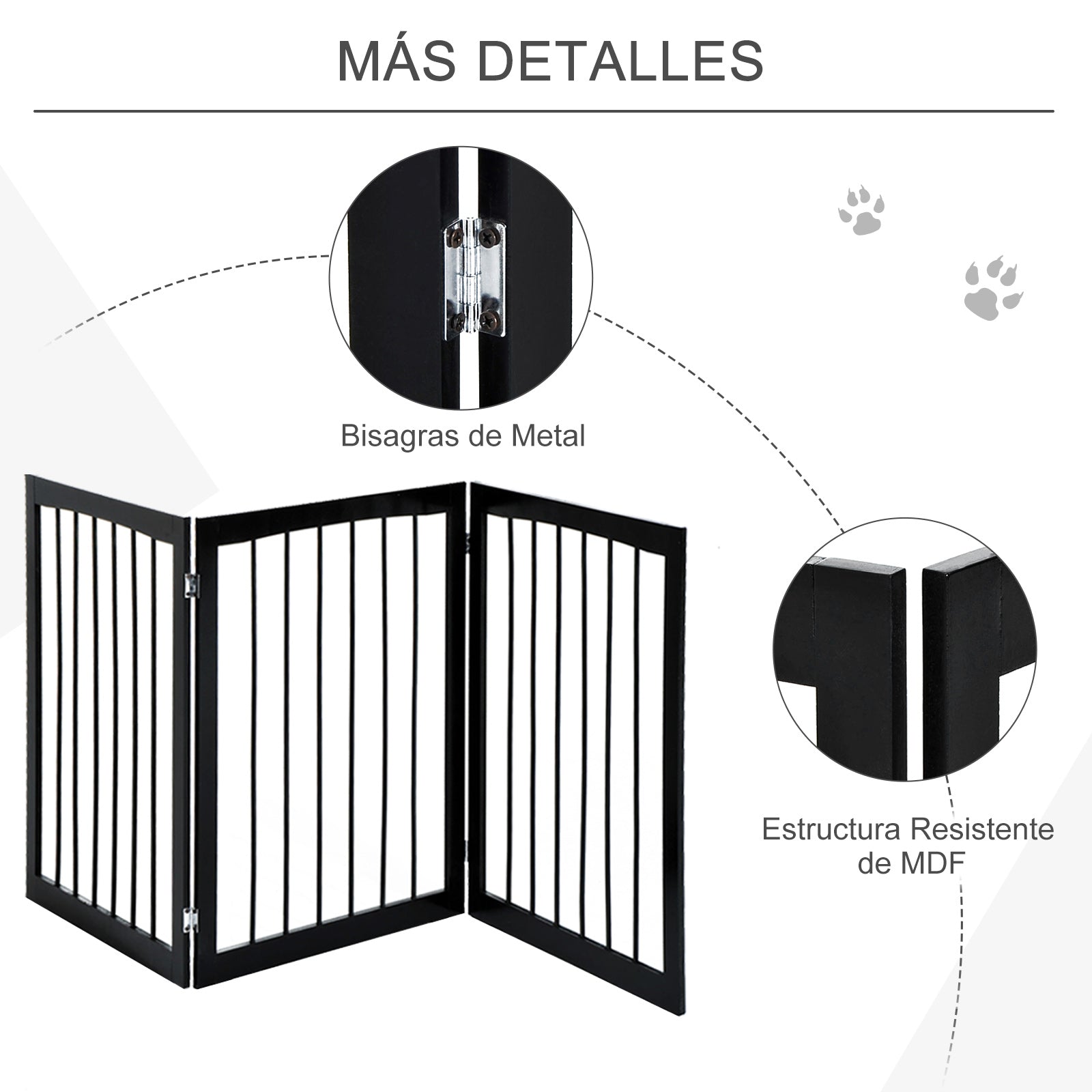 Barreira de Segurança Dobrável 160x76 cm para Animais de Estimação - Cor Marron Escuro