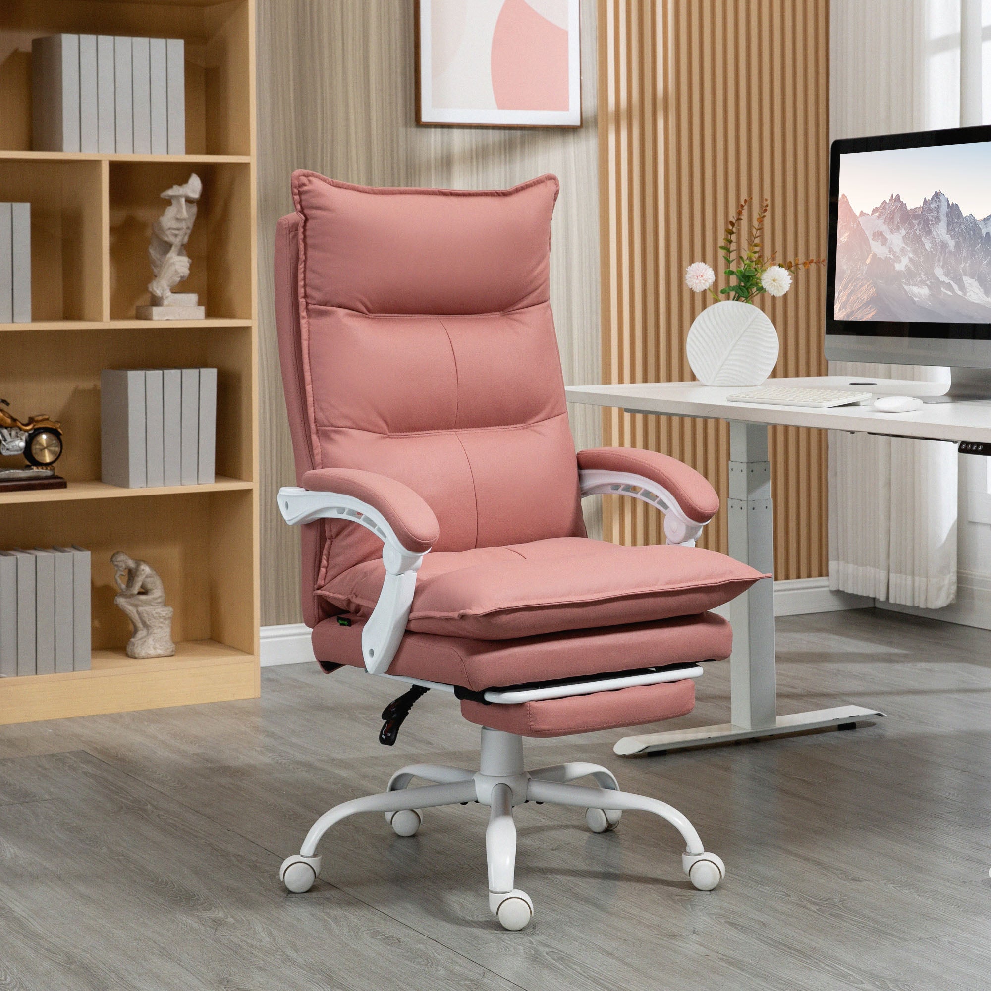 Cadeira de Escritório com Massagem Vibratória e Aquecimento 66x74x121.5 cm Rosa