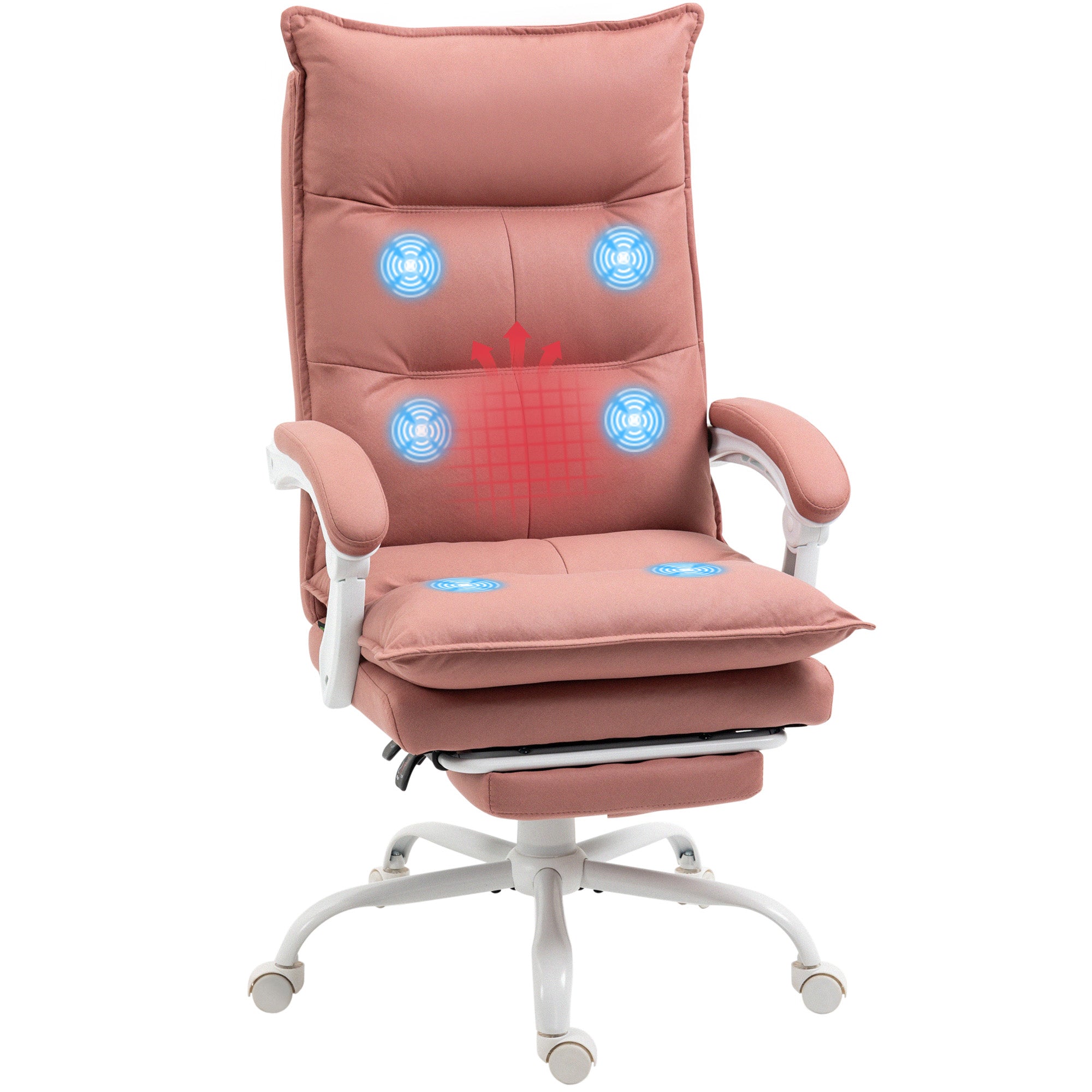 Cadeira de Escritório com Massagem Vibratória e Aquecimento 66x74x121.5 cm Rosa