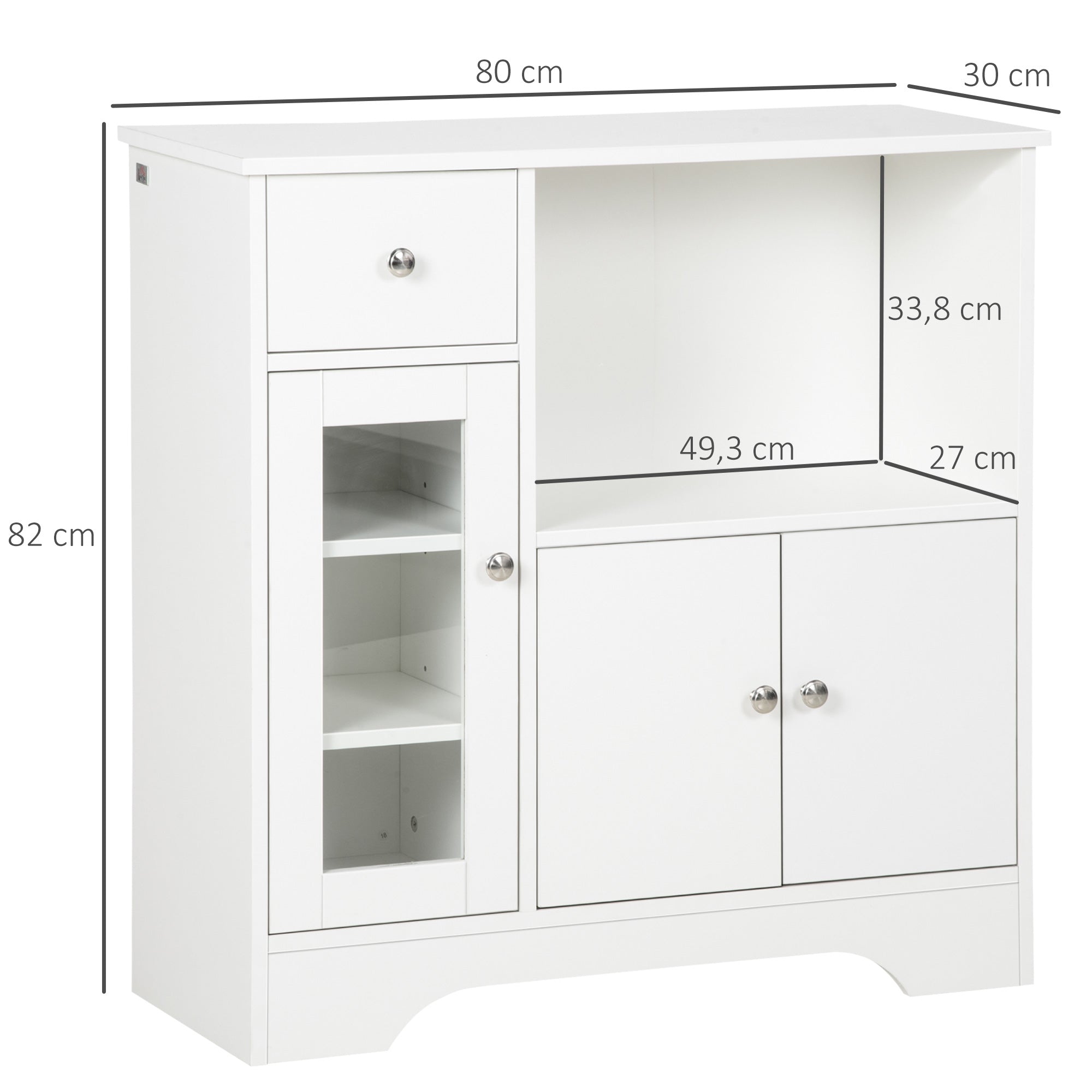 Aparador de Cozinha Moderno 80x30x82cm Branco