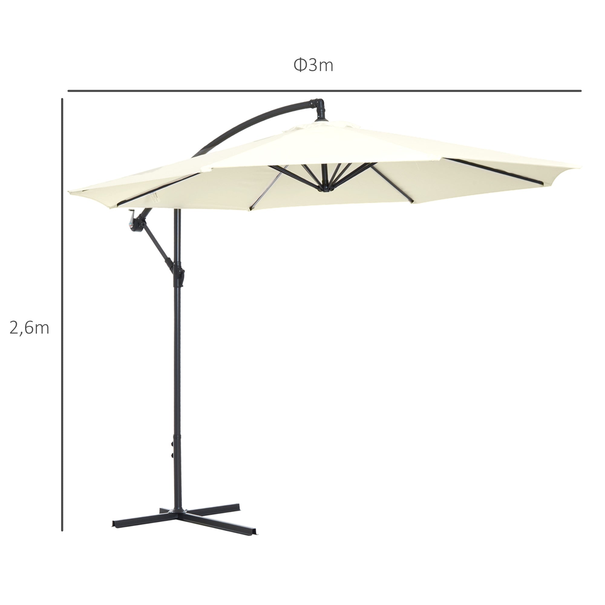 Chapéu de Sol de Jardim Ø300x260cm - Creme Branco