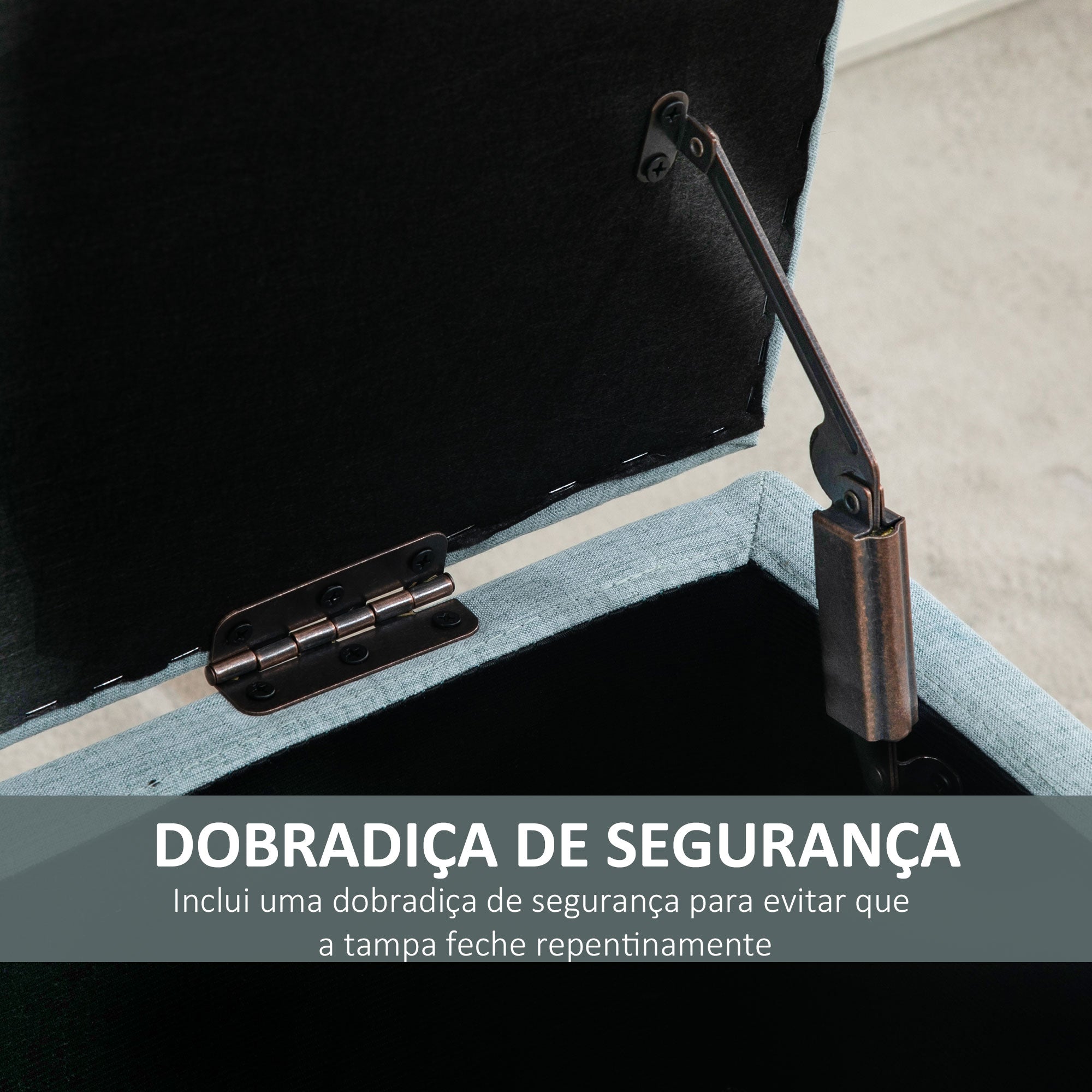 Banco Acolchoado com Armazenamento – 110x39x45 cm – Cinzento Azulado – Poliéster e Madeira de Borracha