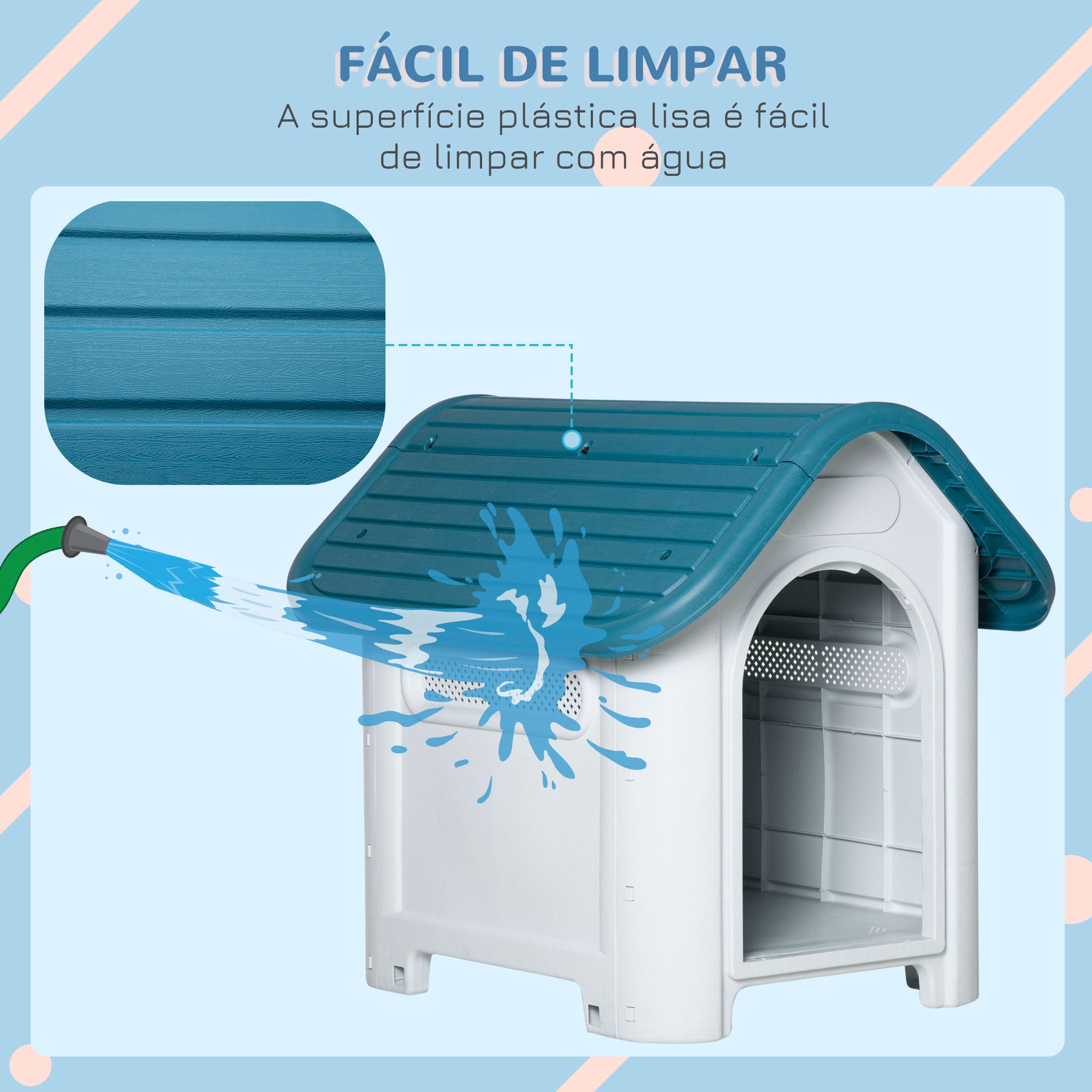 Casa para Cães Pequenos e Mini 59x75x66 cm - Azul e Cinza