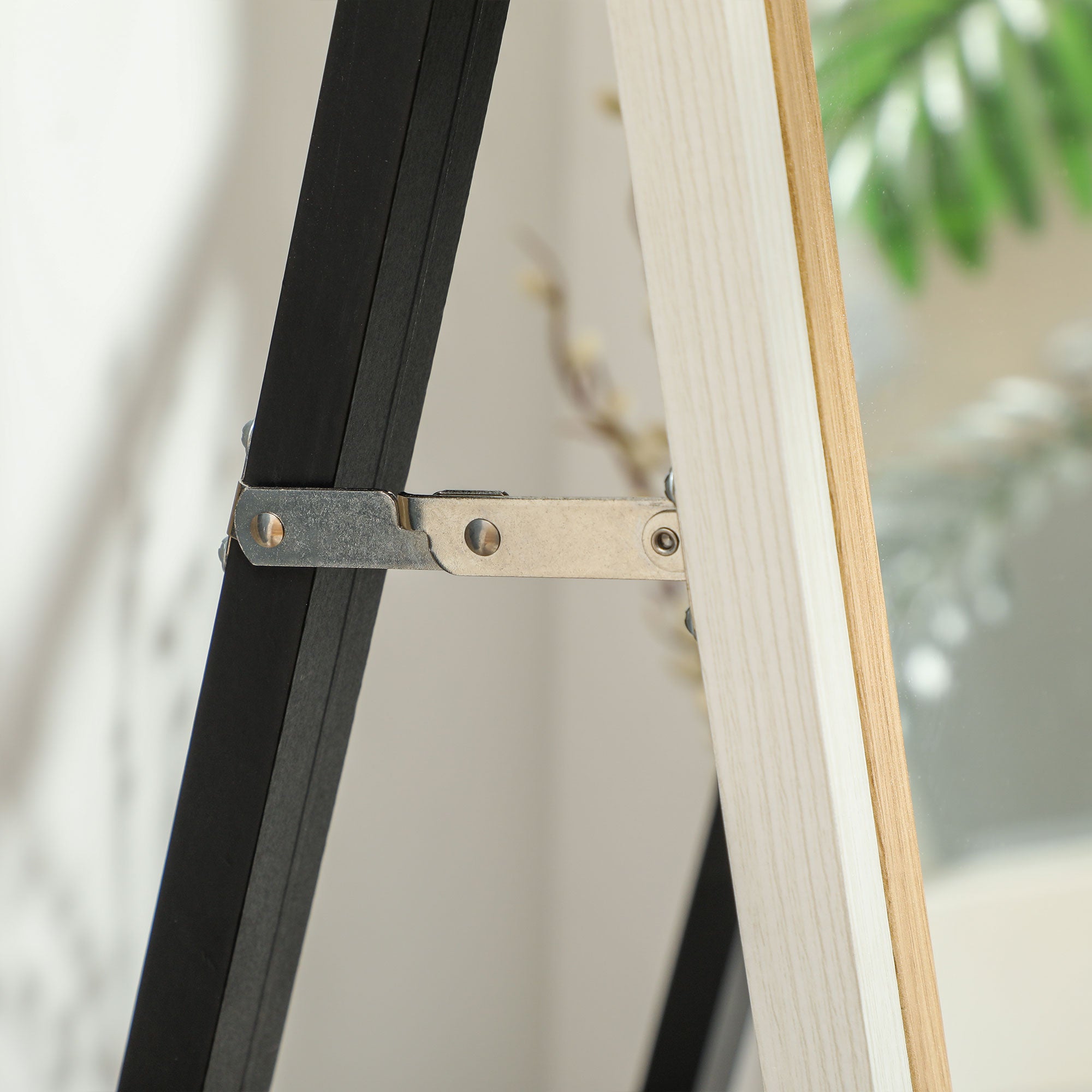 Espelho de Pé – 37x157 cm – Branco e Madeira Escura – MDF