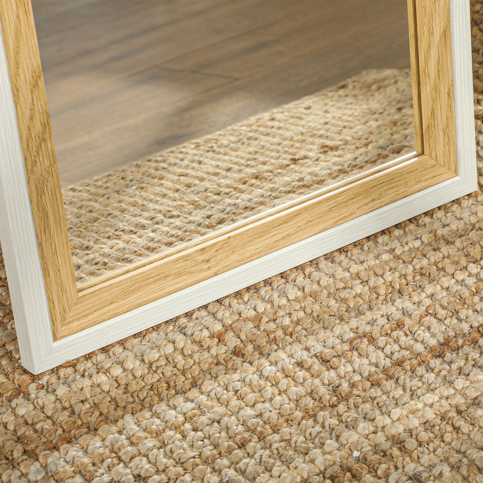 Espelho de Pé – 37x157 cm – Branco e Madeira Escura – MDF