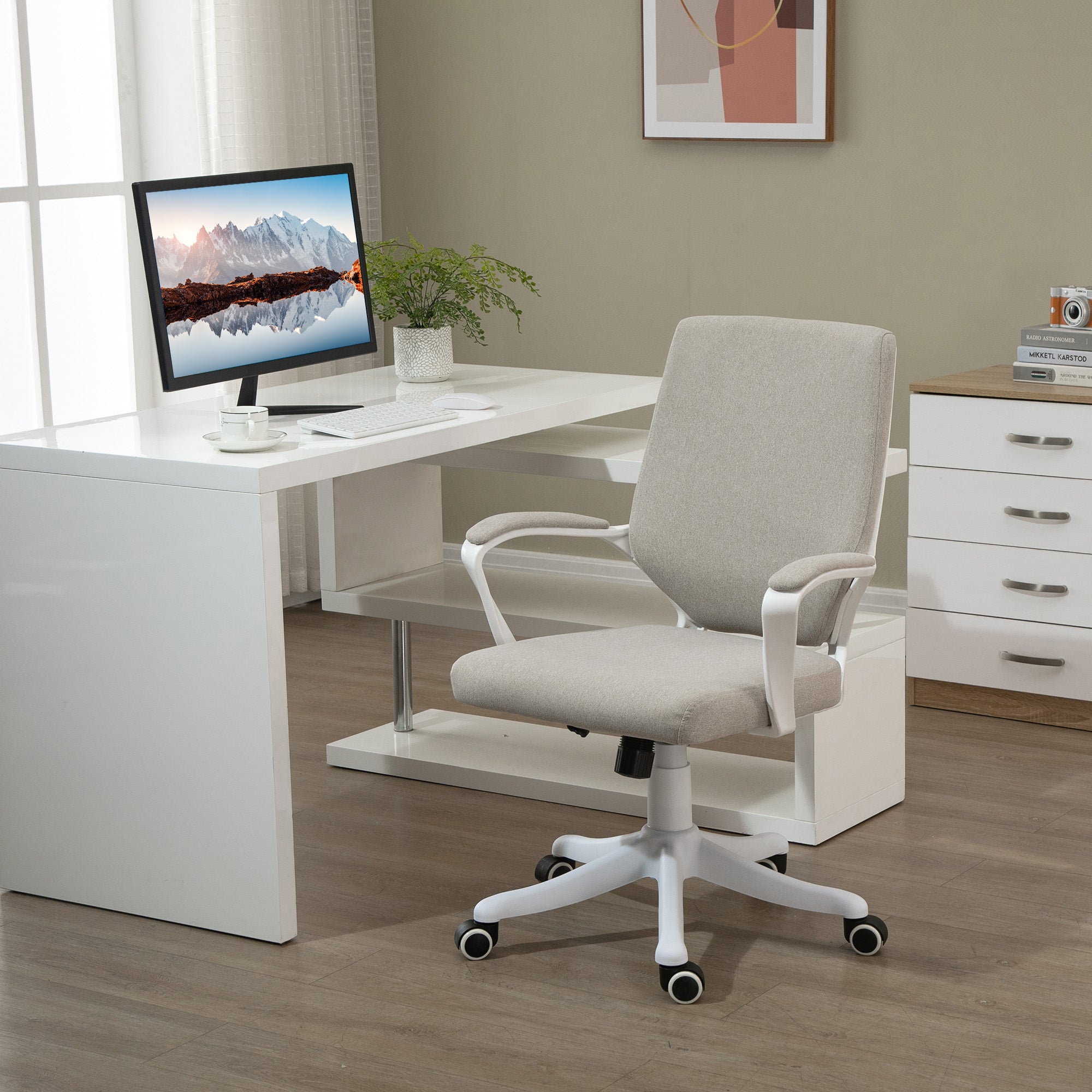 Cadeira de Escritório Ergonómica Bege 62x69x92-100 cm