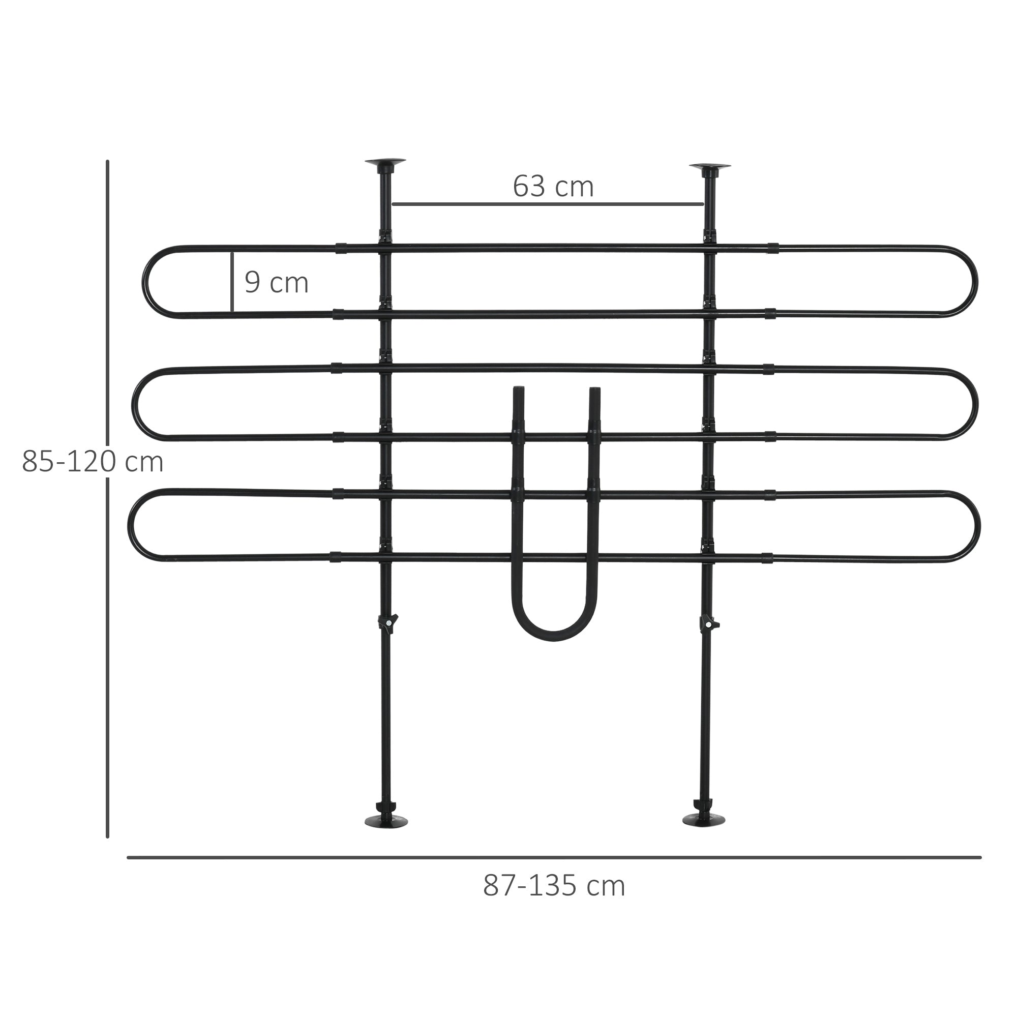 Grade de Segurança para Cães Ajustável 87-135x85-120cm – Cor Preto – Metal