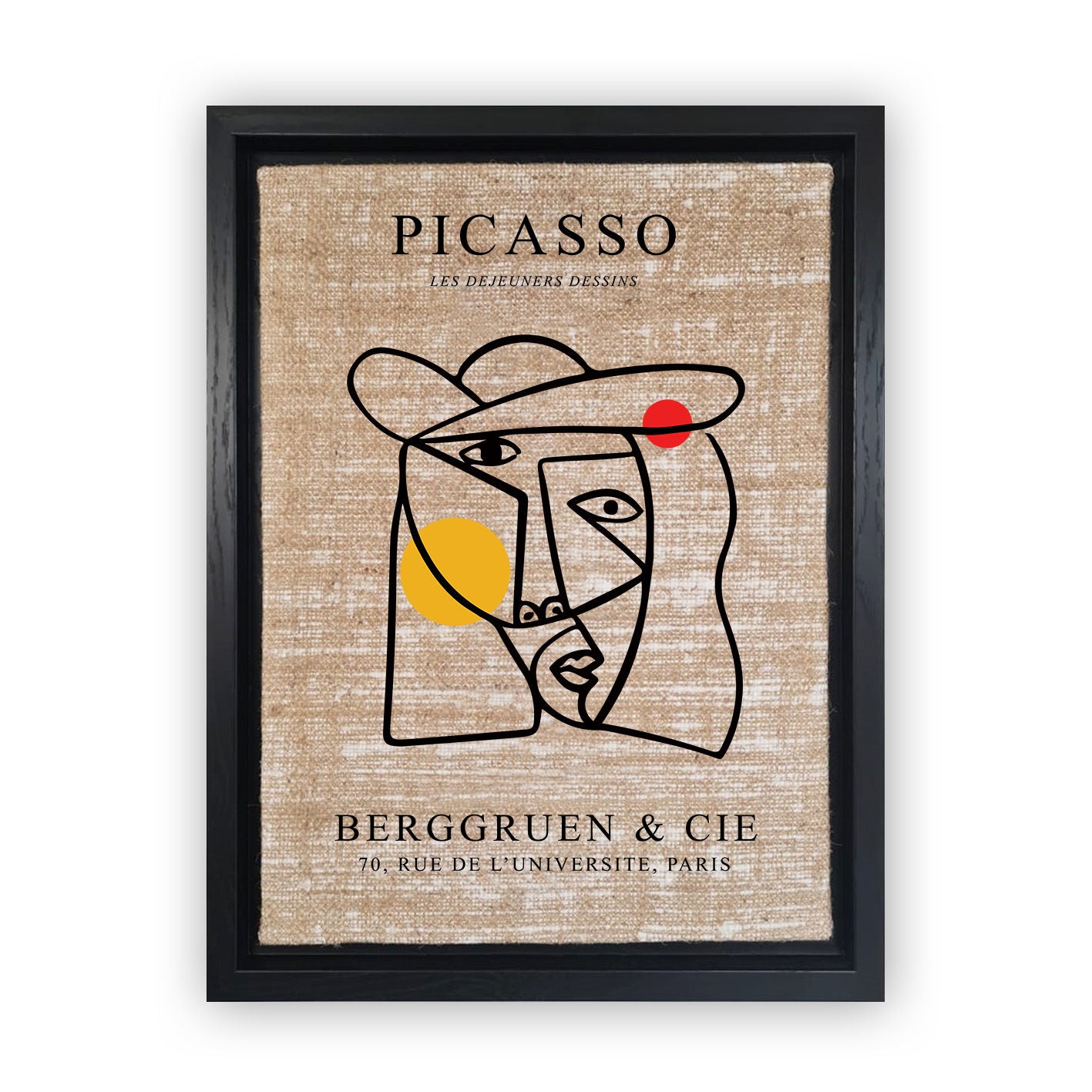 Pintura decorativa em tela - Estilo Picasso, 36 x 46 cm | 100% juta, moldura 100% madeira (3,5 cm de espessura) | Perfeito para decoração e amantes da arte