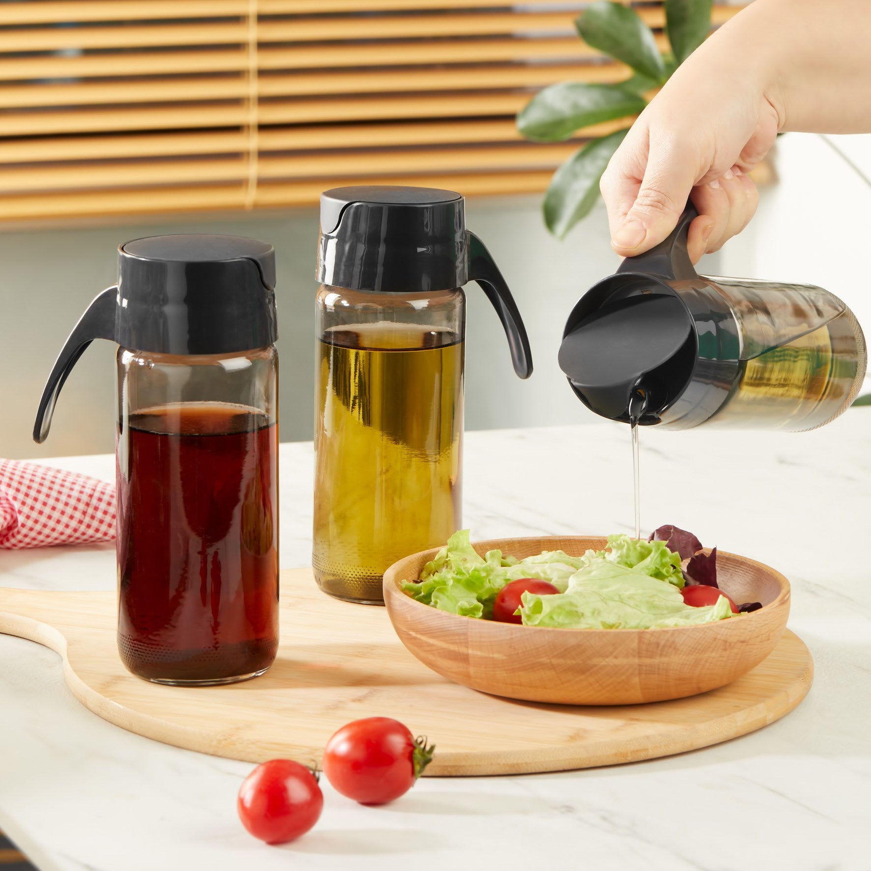 Conjunto de dispensadores de óleo – 3 peças – Transparente – Vidro