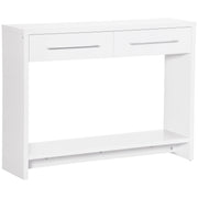 Mesa Consola com 2 Gavetas e Prateleira de Armazenamento - 101,6x28x76,2 cm - Branco
