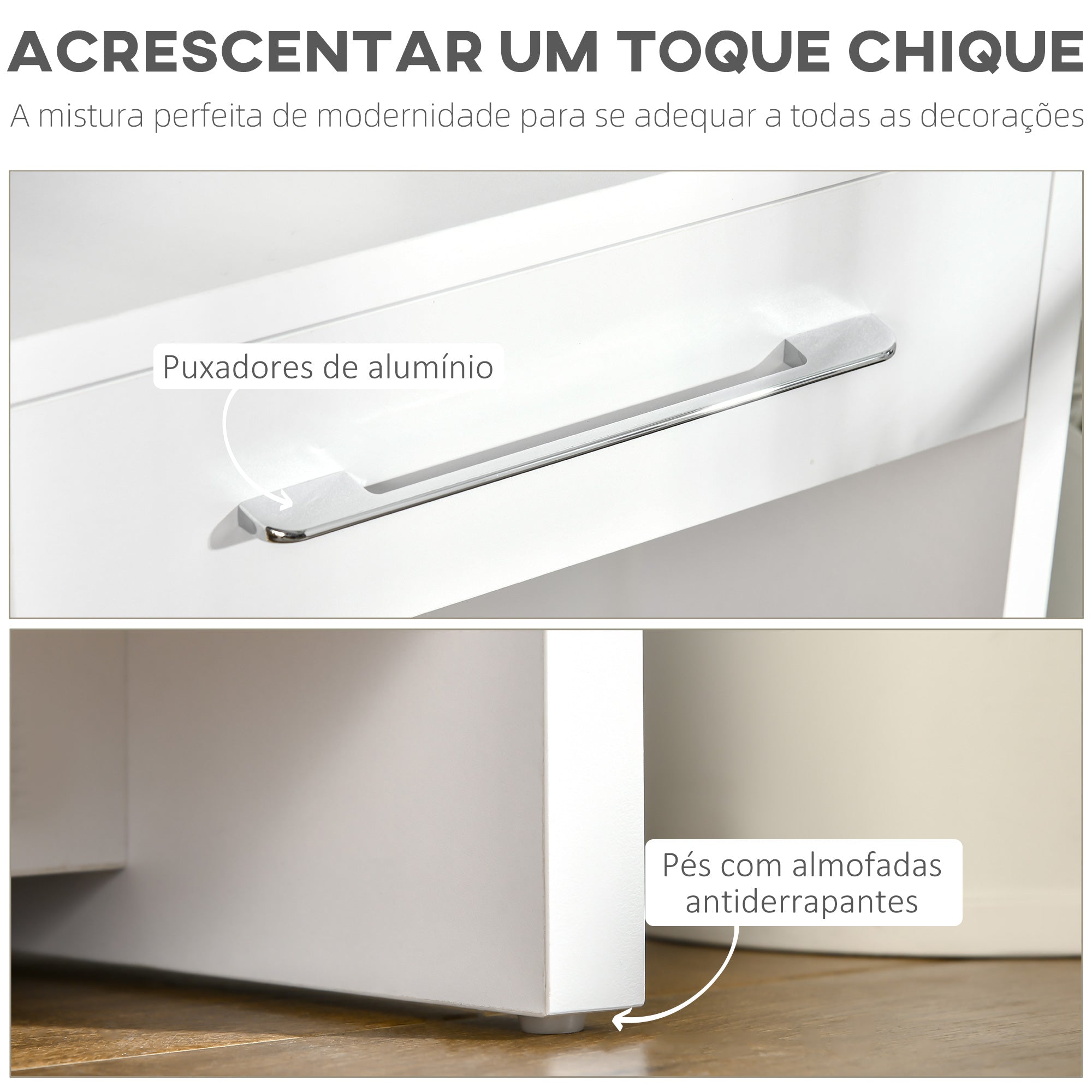 Mesa Consola com 2 Gavetas e Prateleira de Armazenamento - 101,6x28x76,2 cm - Branco