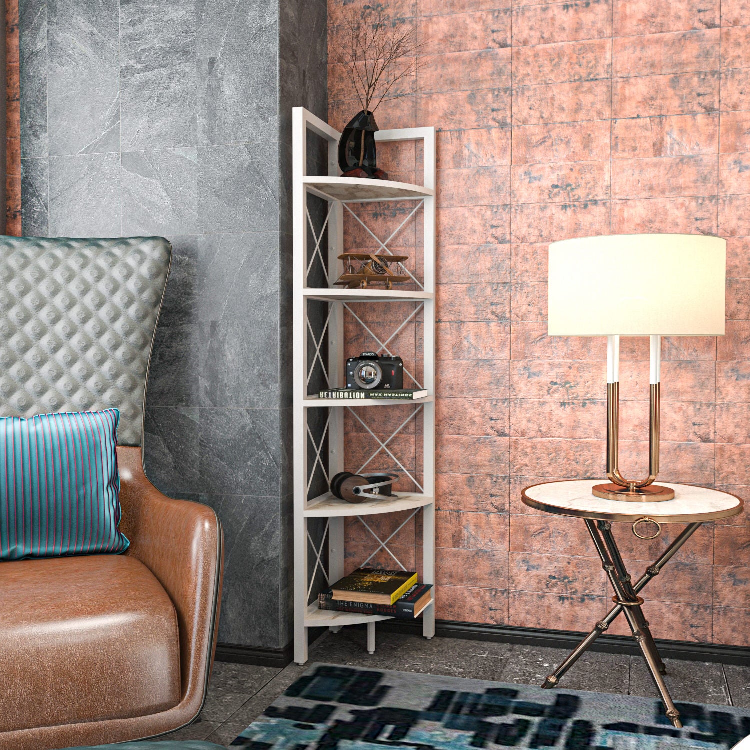 Estante branca moderna, 160 cm de altura, 30,5 cm de largura, 33 cm de profundidade | Painel de partículas 100% revestido de melamina, 18 mm de espessura | Armazenamento elegante para casa e escritório