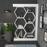 Estante branca moderna, 90 x 24,6 x 140 cm | Painel de partículas 100% revestido em melamina, 18 mm de espessura | Solução de armazenamento elegante para casa e escritório