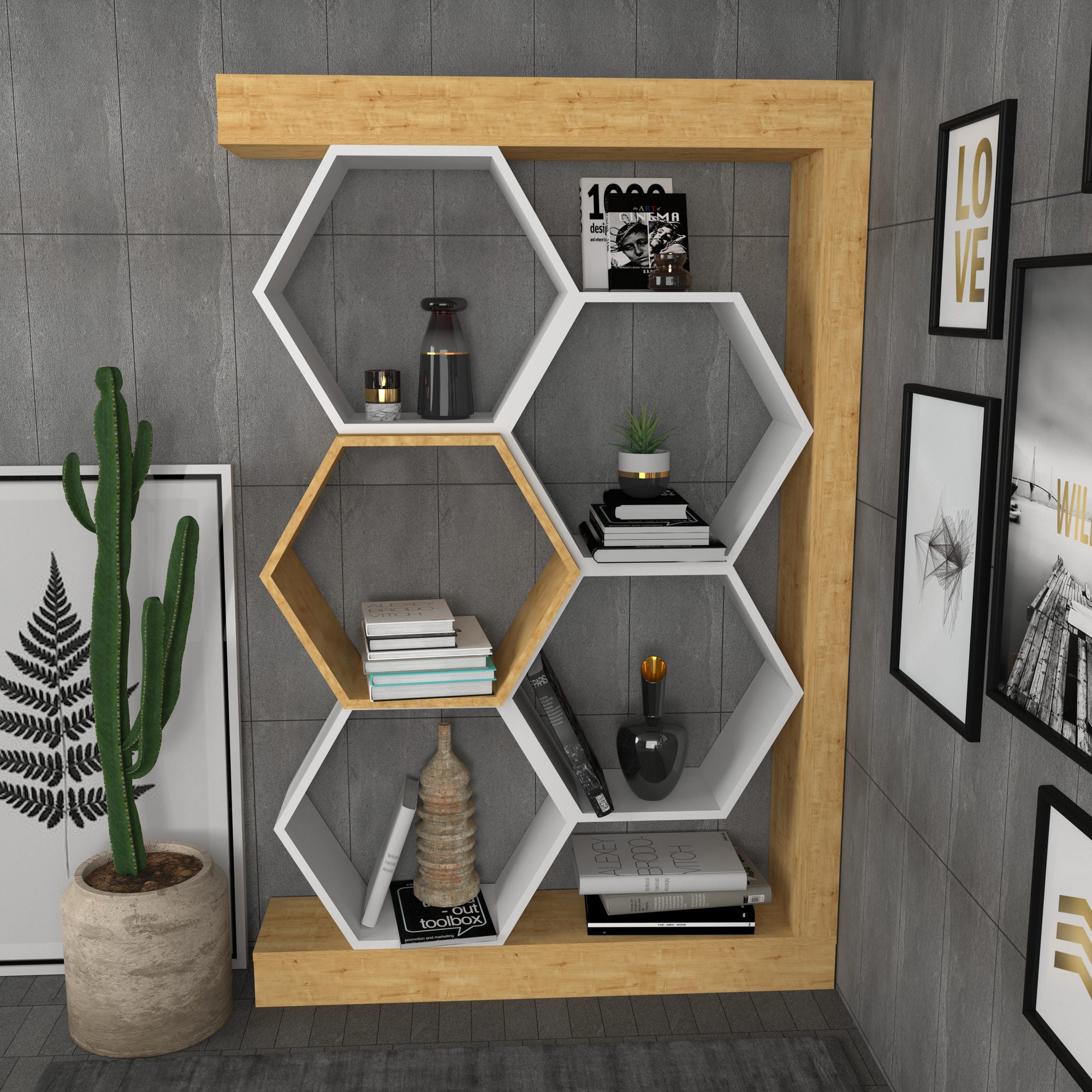 Estante moderna em carvalho e branco, 90 x 24,6 x 140 cm | Painel de partículas 100% revestido em melamina, 18 mm de espessura | Armazenamento elegante para casa e escritório