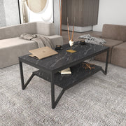 Mesa de Centro Preta Moderna, 120 x 60 x 45,8 cm | Painel de Partículas 100% Revestido em Melamina, 18 mm de Espessura | Elegante e Funcional para Sala de Estar e Escritório
