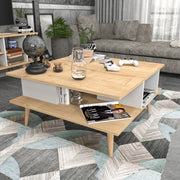 Mesa de Centro Moderna, Carvalho e Branco, 89 x 89 x 44 cm | Painel de Partículas 100% Revestido em Melamina, 18 mm de Espessura | Elegante e Funcional para Qualquer Espaço
