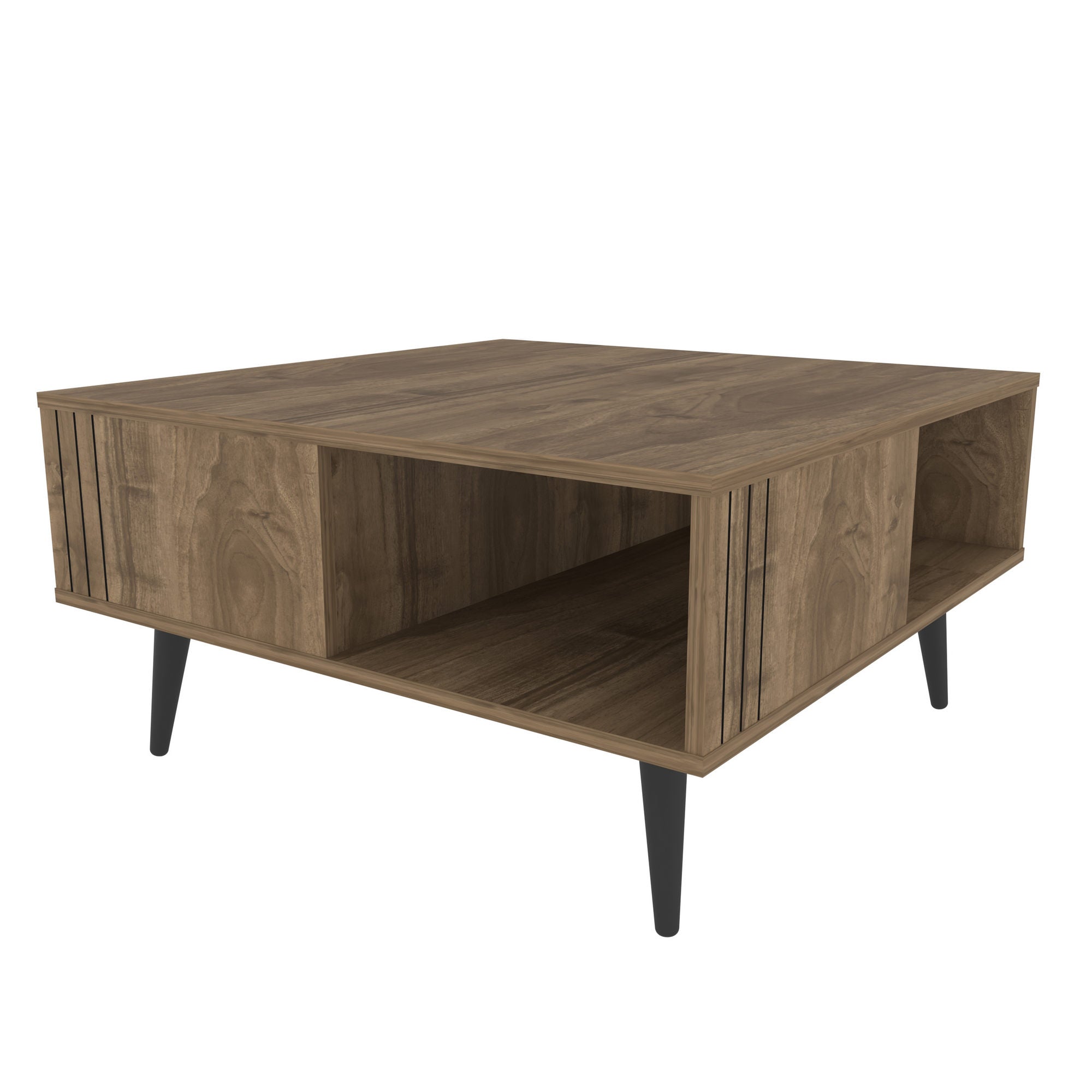 Mesa de Centro Elegante em Nogueira, 89,6 x 89,6 x 46,5 cm | Painel de Partículas 100% Revestido em Melamina, 18 mm de Espessura | Perfeita para Decoração de Cabanas/Lodges, Elegante e Durável