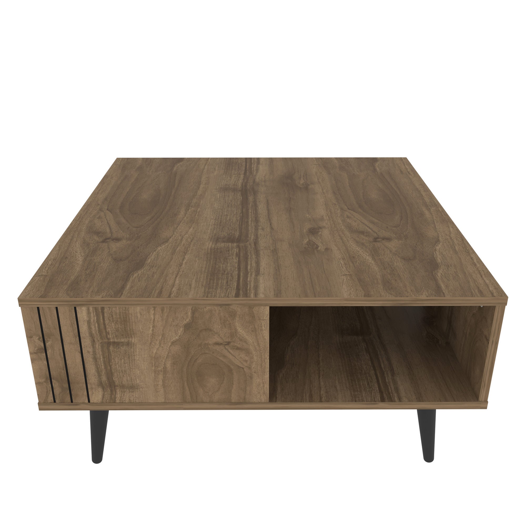 Mesa de Centro Elegante em Nogueira, 89,6 x 89,6 x 46,5 cm | Painel de Partículas 100% Revestido em Melamina, 18 mm de Espessura | Perfeita para Decoração de Cabanas/Lodges, Elegante e Durável