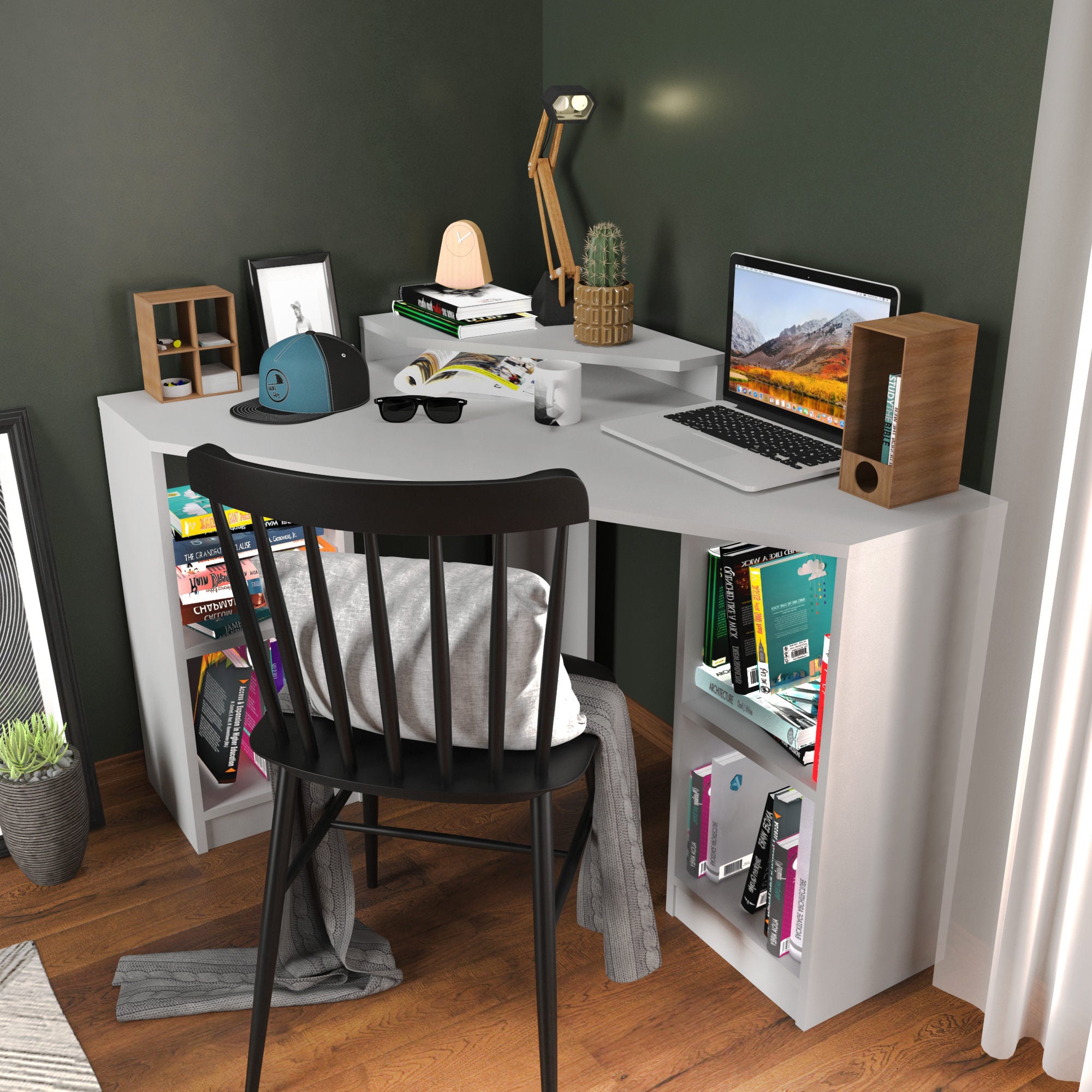 Secretária de Estudo/Escritório Moderna, Branca, 120 x 90 x 76,8 cm | Painel de Partículas 100% Revestido em Melamina, 18 mm de Espessura | Design Elegante para Escritórios e Espaços de Estudo