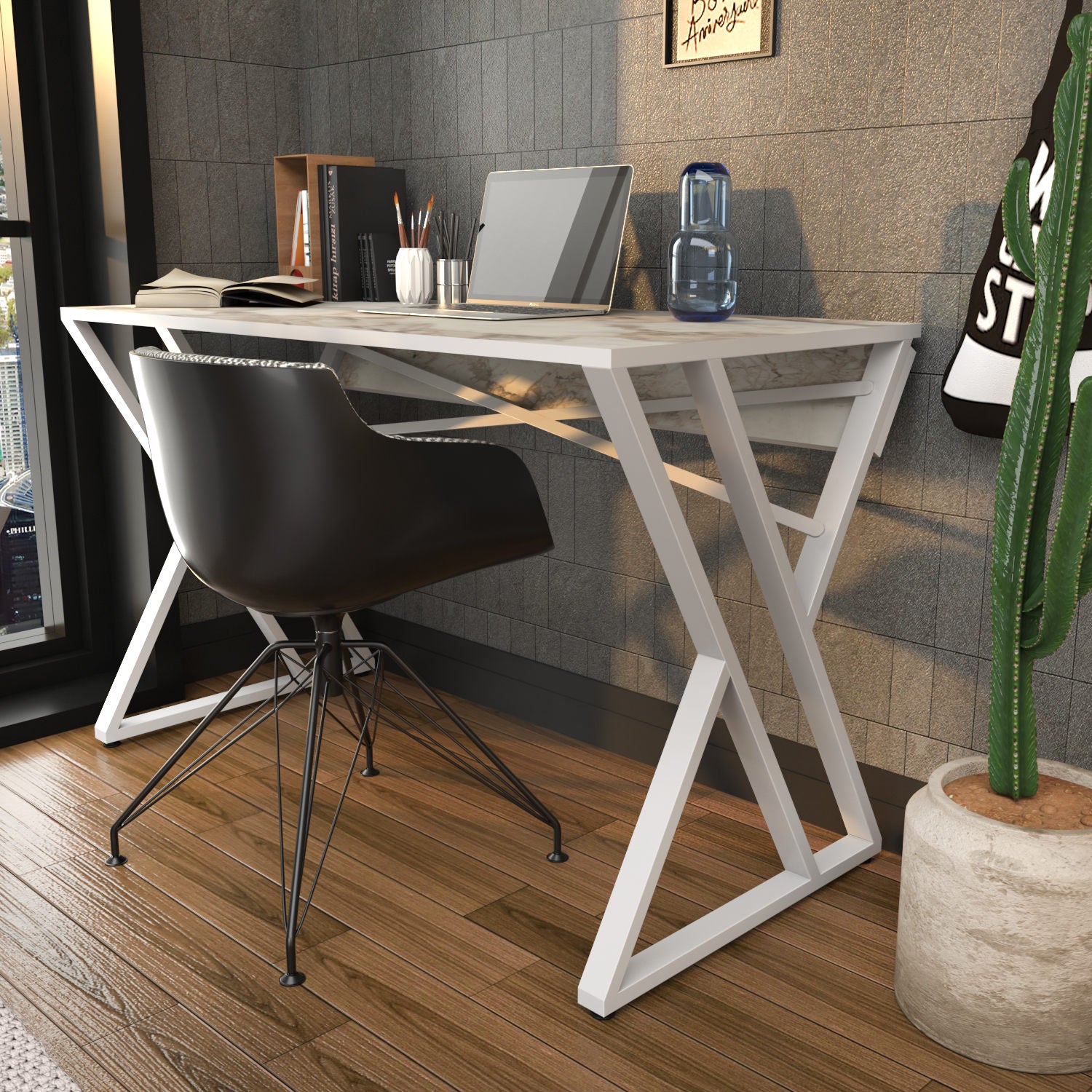 Secretária de Estudo/Escritório Moderna, Branca, 120 x 60 x 75 cm | Painel de Partículas 100% Revestido em Melamina, 18 mm de Espessura | Elegante e Funcional para Uso Doméstico ou Hoteleiro