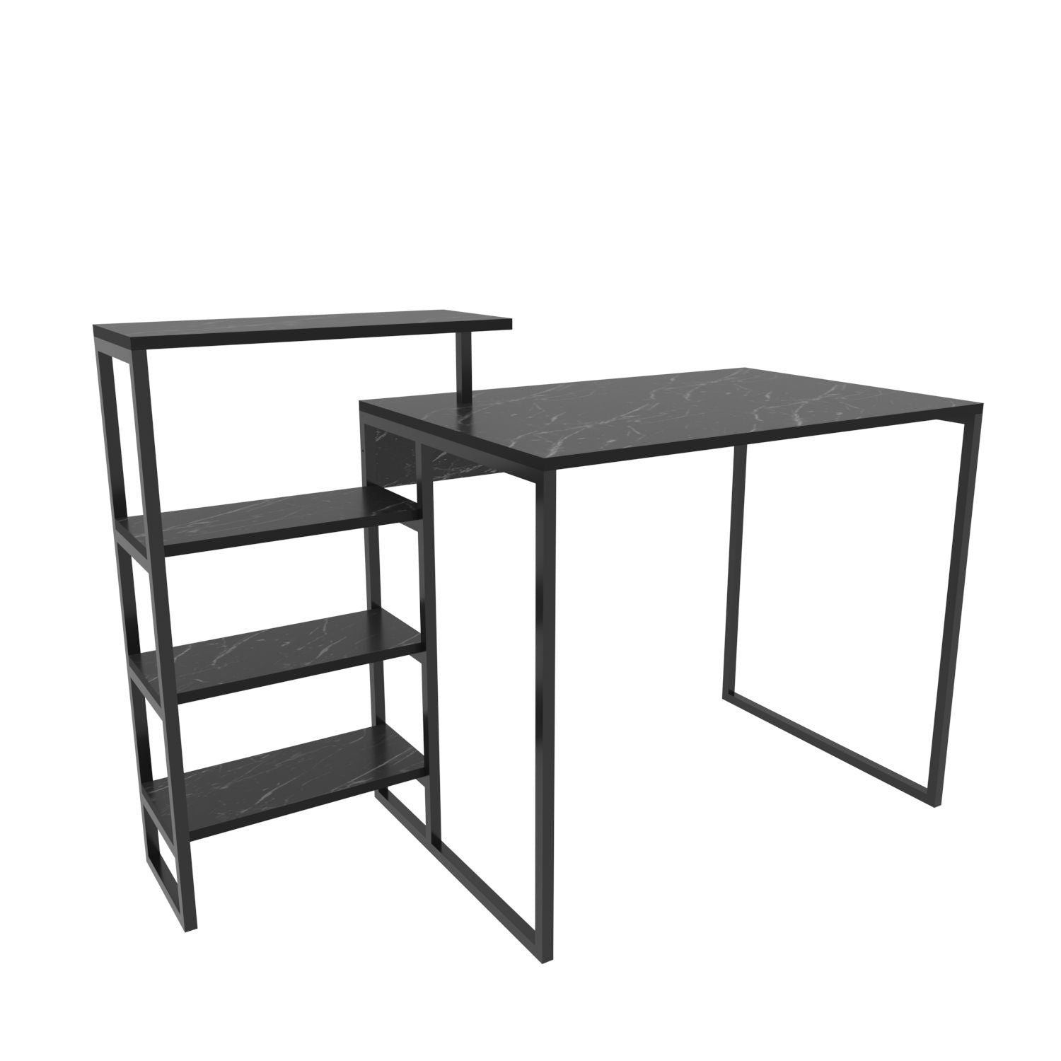 Secretária de Estudo/Escritório Moderna, Preta, 133 x 60 x 76,8 cm | Painel de Partículas 100% Revestido em Melamina, 18 mm de Espessura, Estrutura de Metal Resistente | Elegante e Funcional para Escritório em Casa