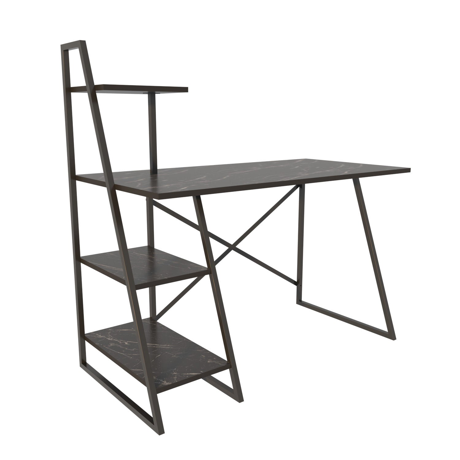 Secretária de Estudo/Escritório Moderna, Preto Antracite, 120 x 60 x 120 cm | Painel de Partículas 100% Revestido em Melamina, 18 mm de Espessura, Estrutura de Metal Resistente | Elegante e Funcional para Escritório em Casa