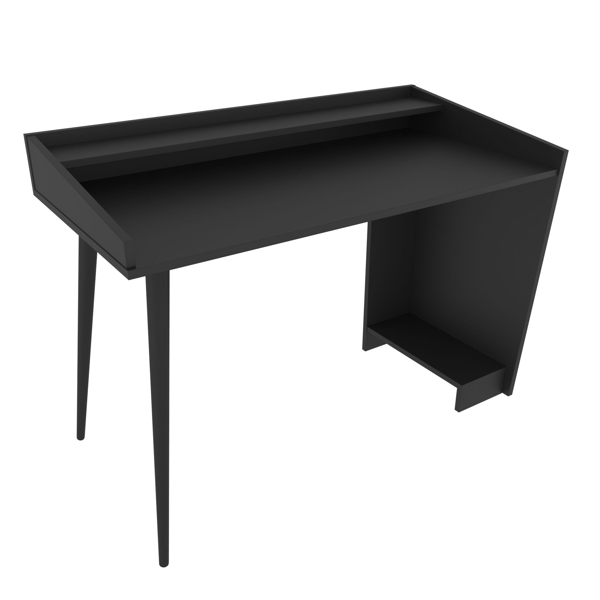 Secretária de Estudo/Escritório Preta Moderna, 121,8 x 59 x 88,3 cm | Painel de Partículas 100% Revestido em Melamina, 18 mm de Espessura | Elegante e Funcional para Uso Doméstico ou Hoteleiro
