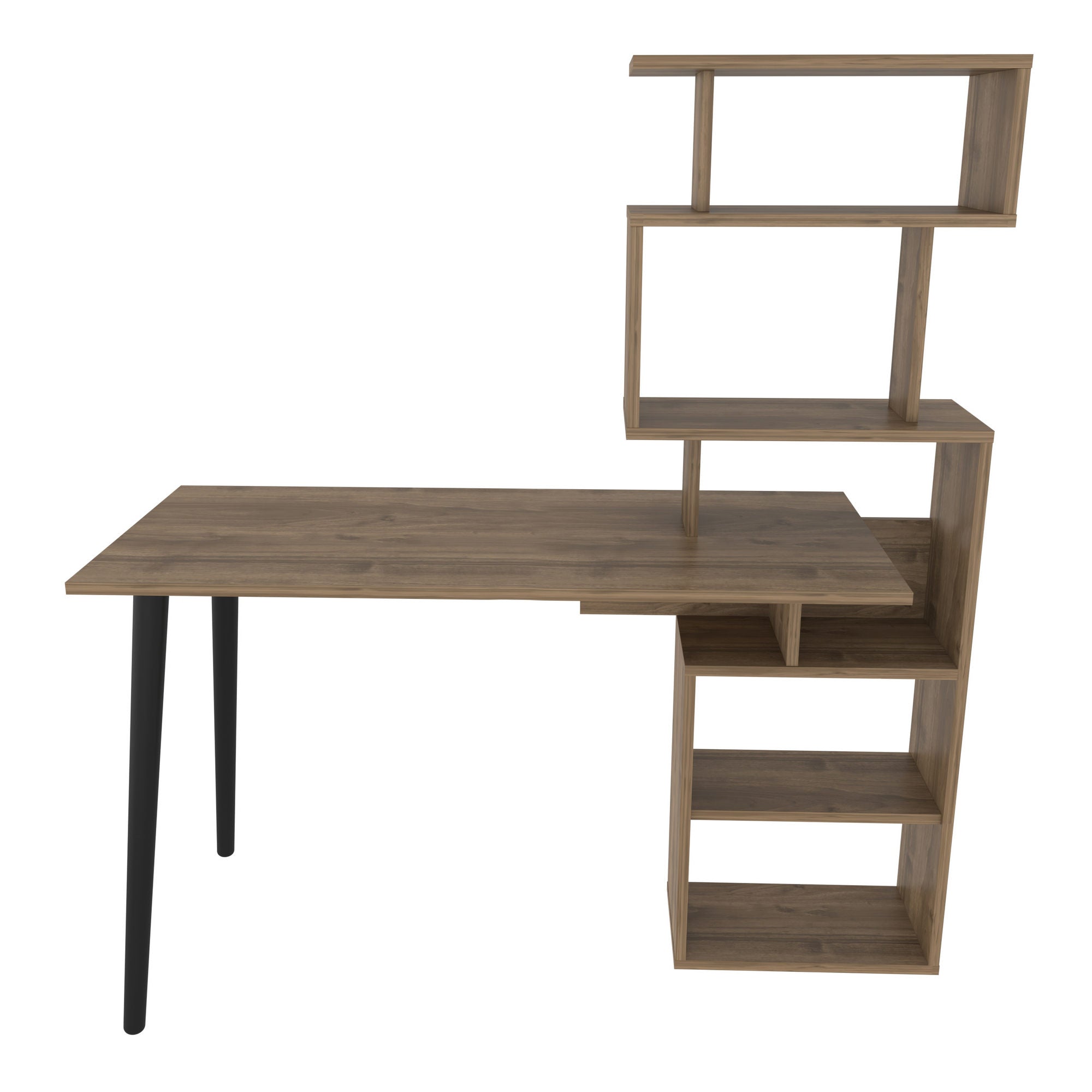 Secretária de Estudo/Escritório Moderna, Cor Nogueira, 133 x 55 x 146,4 cm | Painel de Partículas 100% Revestido em Melamina, 18 mm de Espessura | Elegante e Funcional para Escritório em Casa