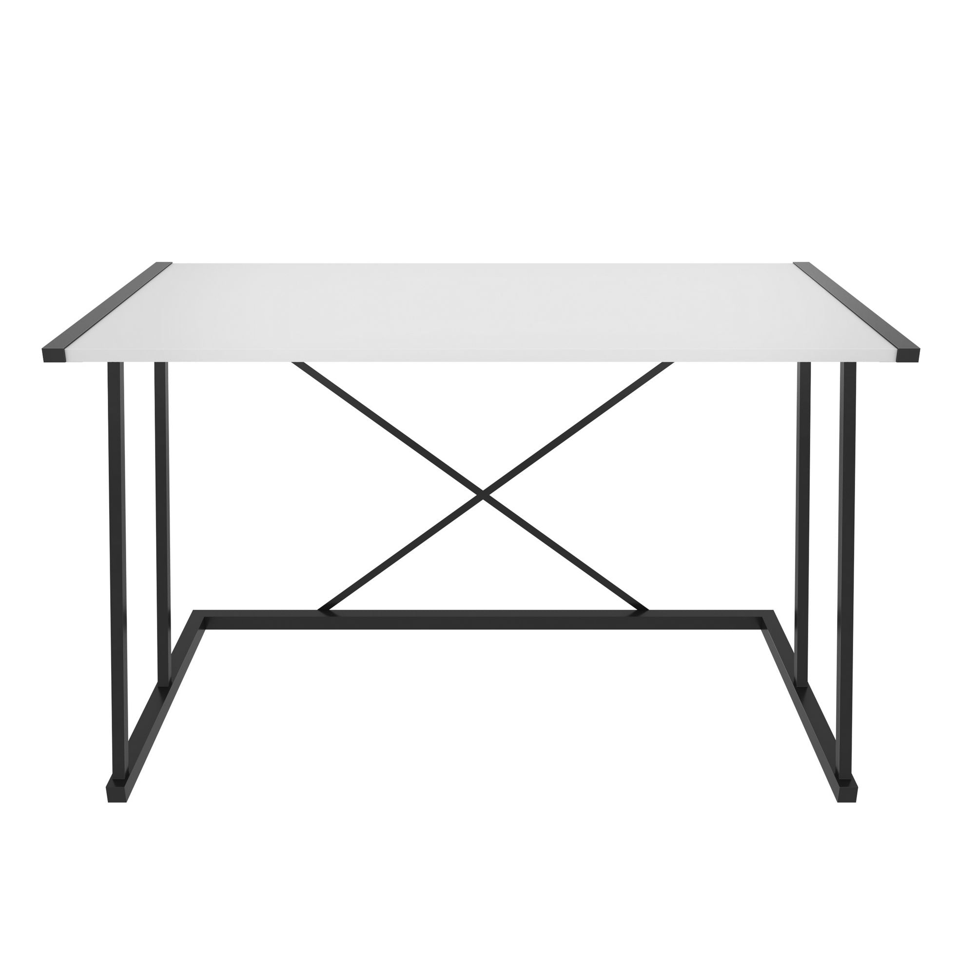 Secretária de Estudo/Escritório Moderna, Preta e Branca, 114 x 60 x 75 cm | Painel de Partículas 100% Revestido em Melamina, 18 mm de Espessura | Estrutura de Metal Resistente, Ideal para Uso Doméstico e Hoteleiro