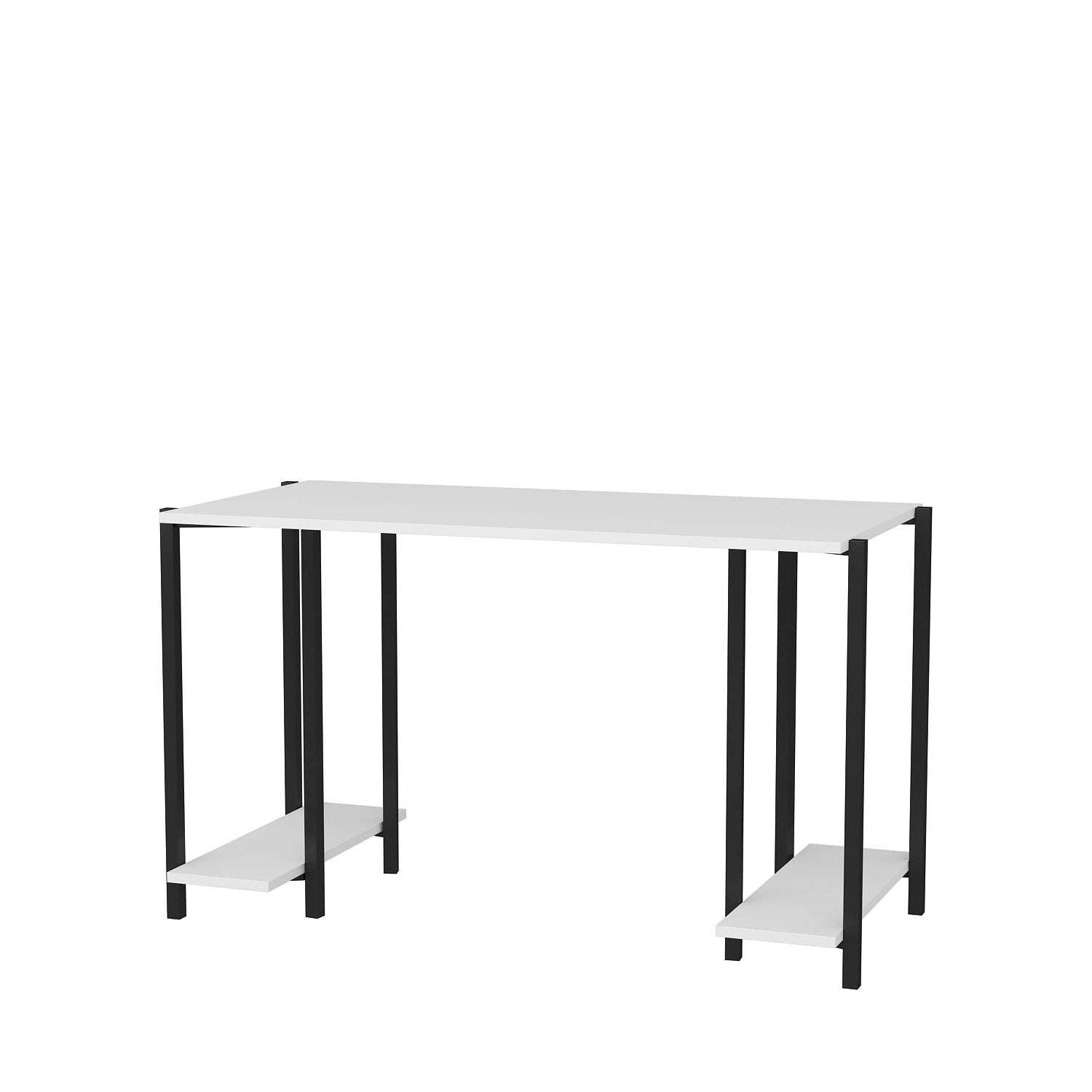 Secretária de Estudo/Escritório Moderna, Preta e Branca, 125,2 x 60 x 73,8 cm | Painel de Partículas 100% Revestido em Melamina, 18 mm de Espessura | Elegante e Funcional para Uso Doméstico ou Hoteleiro