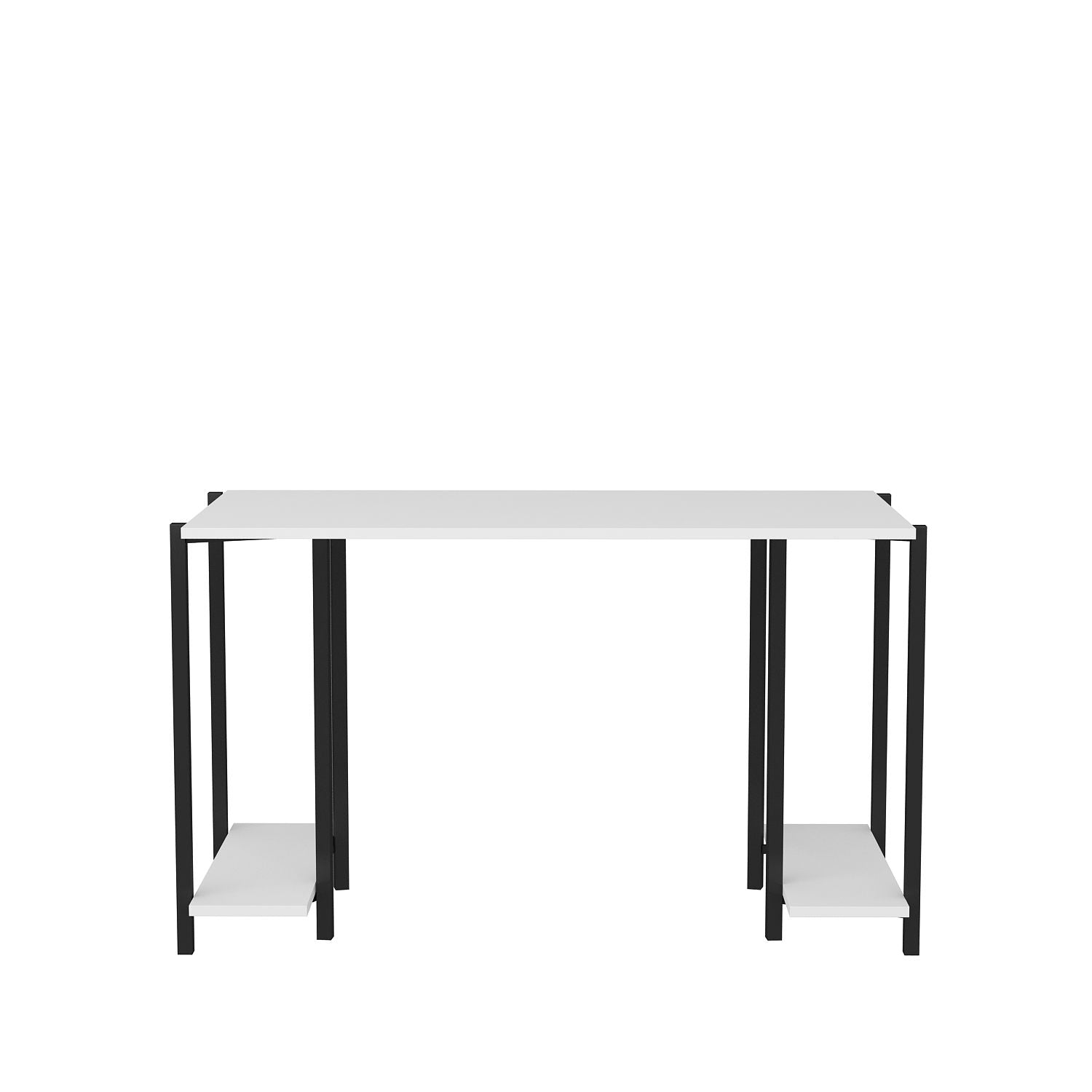 Secretária de Estudo/Escritório Moderna, Preta e Branca, 125,2 x 60 x 73,8 cm | Painel de Partículas 100% Revestido em Melamina, 18 mm de Espessura | Elegante e Funcional para Uso Doméstico ou Hoteleiro
