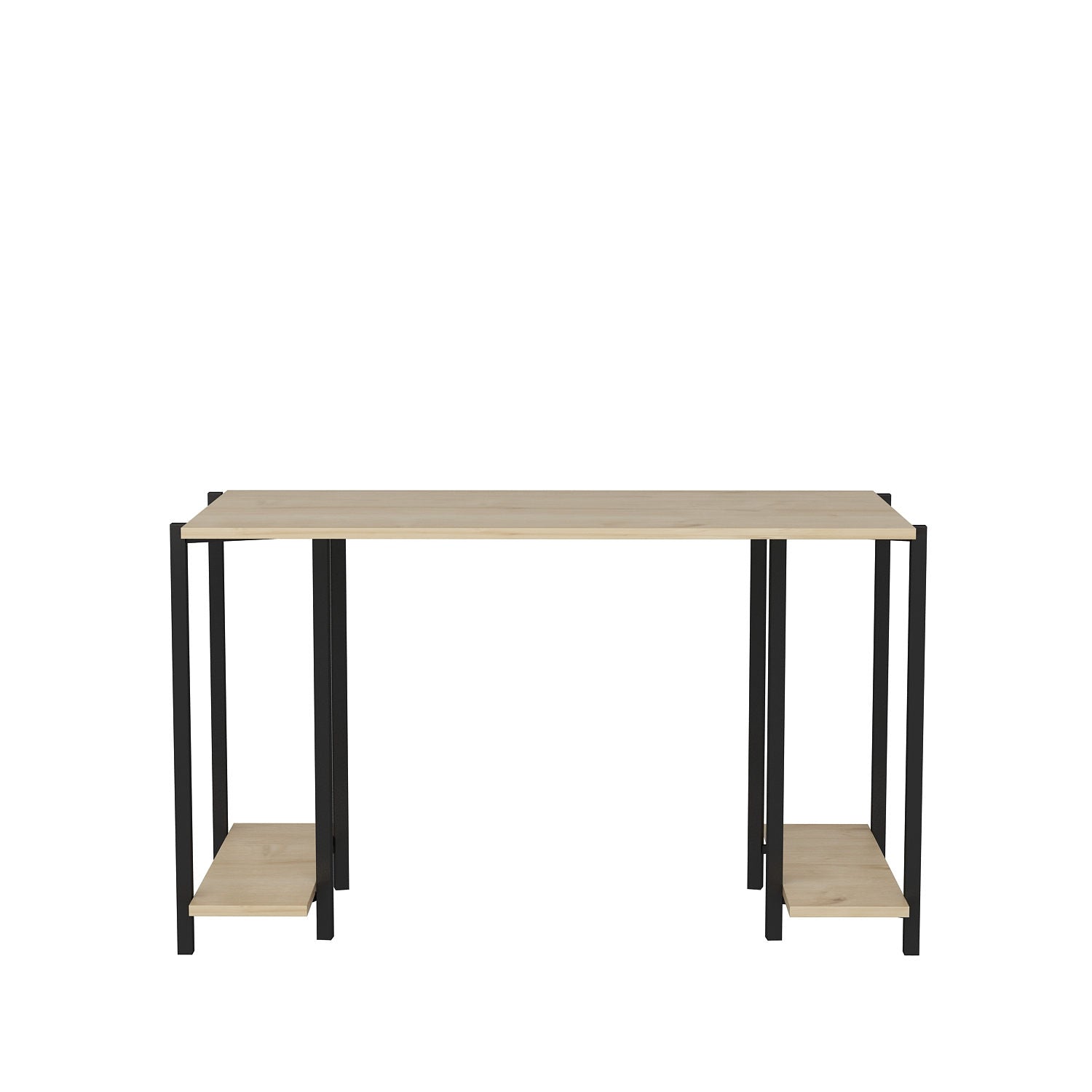 Secretária de Estudo/Escritório Moderna, Preta e Carvalho, 125,2 x 60 x 73,8 cm | Painel de Partículas 100% Revestido em Melamina, 18 mm de Espessura | Elegante e Funcional para Casa ou Escritório