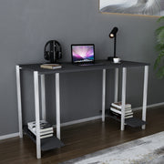 Secretária de Estudo/Escritório Moderna, Branca e Antracite, 125,2 x 60 x 73,8 cm | Painel de Partículas 100% Revestido em Melamina, 18 mm de Espessura | Elegante e Funcional para Casa ou Hotel