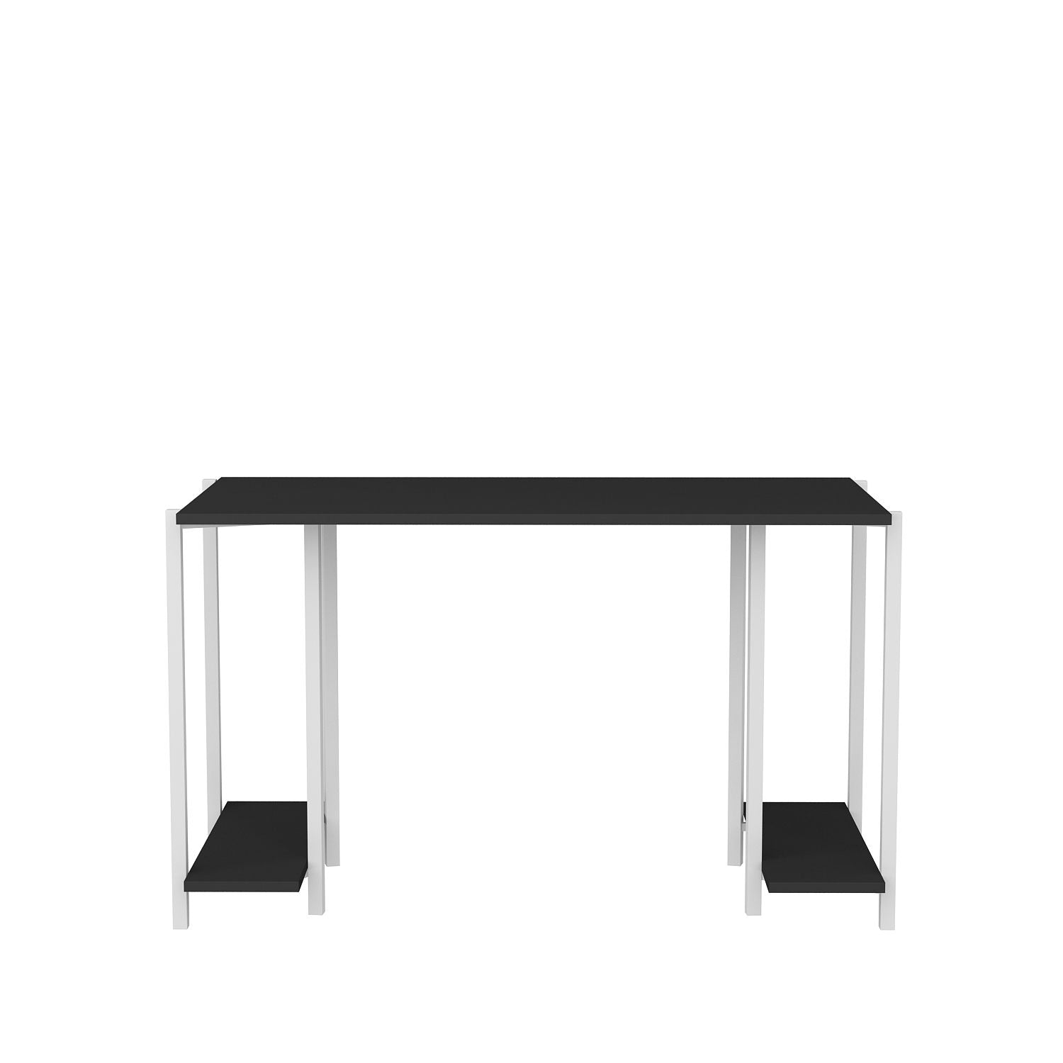 Secretária de Estudo/Escritório Moderna, Branca e Antracite, 125,2 x 60 x 73,8 cm | Painel de Partículas 100% Revestido em Melamina, 18 mm de Espessura | Elegante e Funcional para Casa ou Hotel